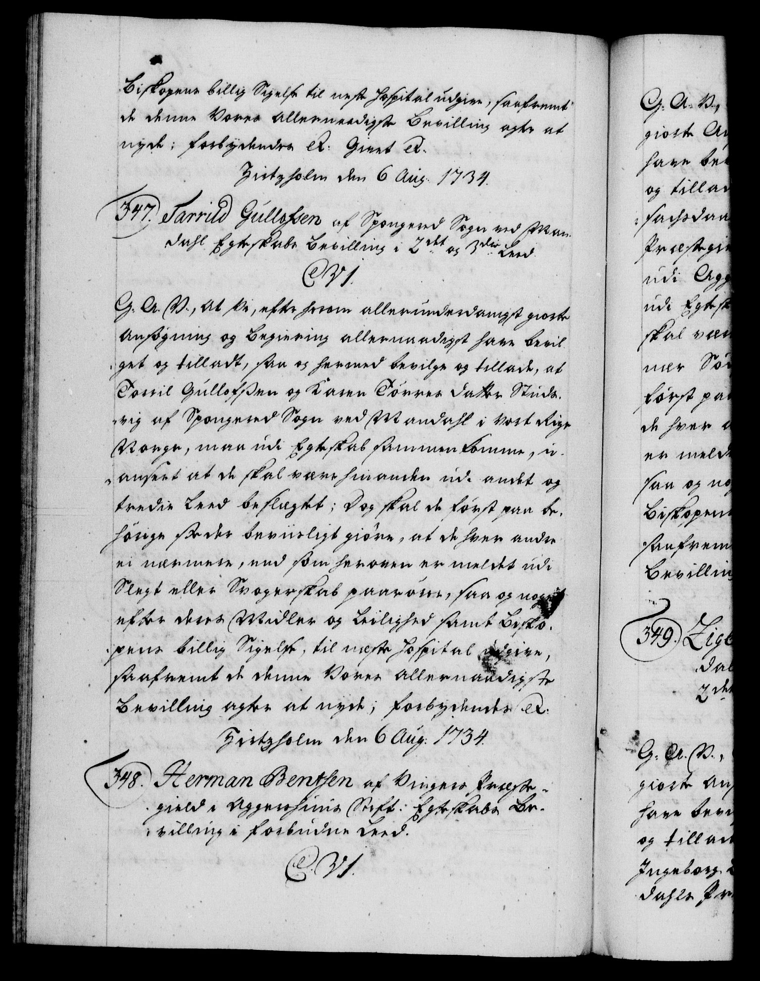 Danske Kanselli 1572-1799, AV/RA-EA-3023/F/Fc/Fca/Fcaa/L0028: Norske registre, 1733-1734, p. 560b