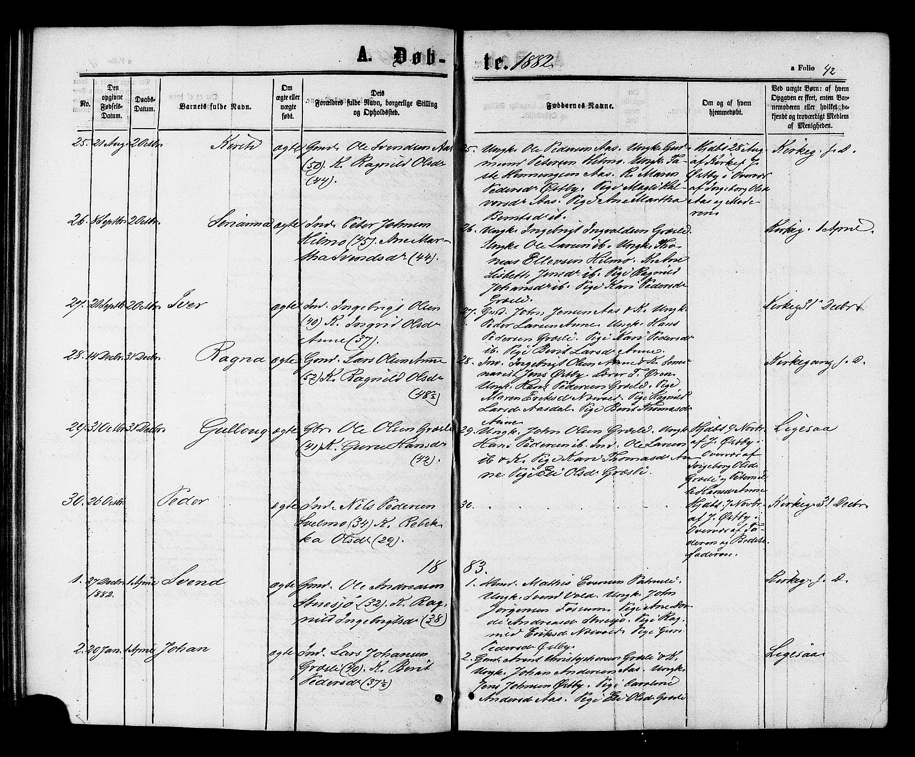 Ministerialprotokoller, klokkerbøker og fødselsregistre - Sør-Trøndelag, AV/SAT-A-1456/698/L1163: Parish register (official) no. 698A01, 1862-1887, p. 42