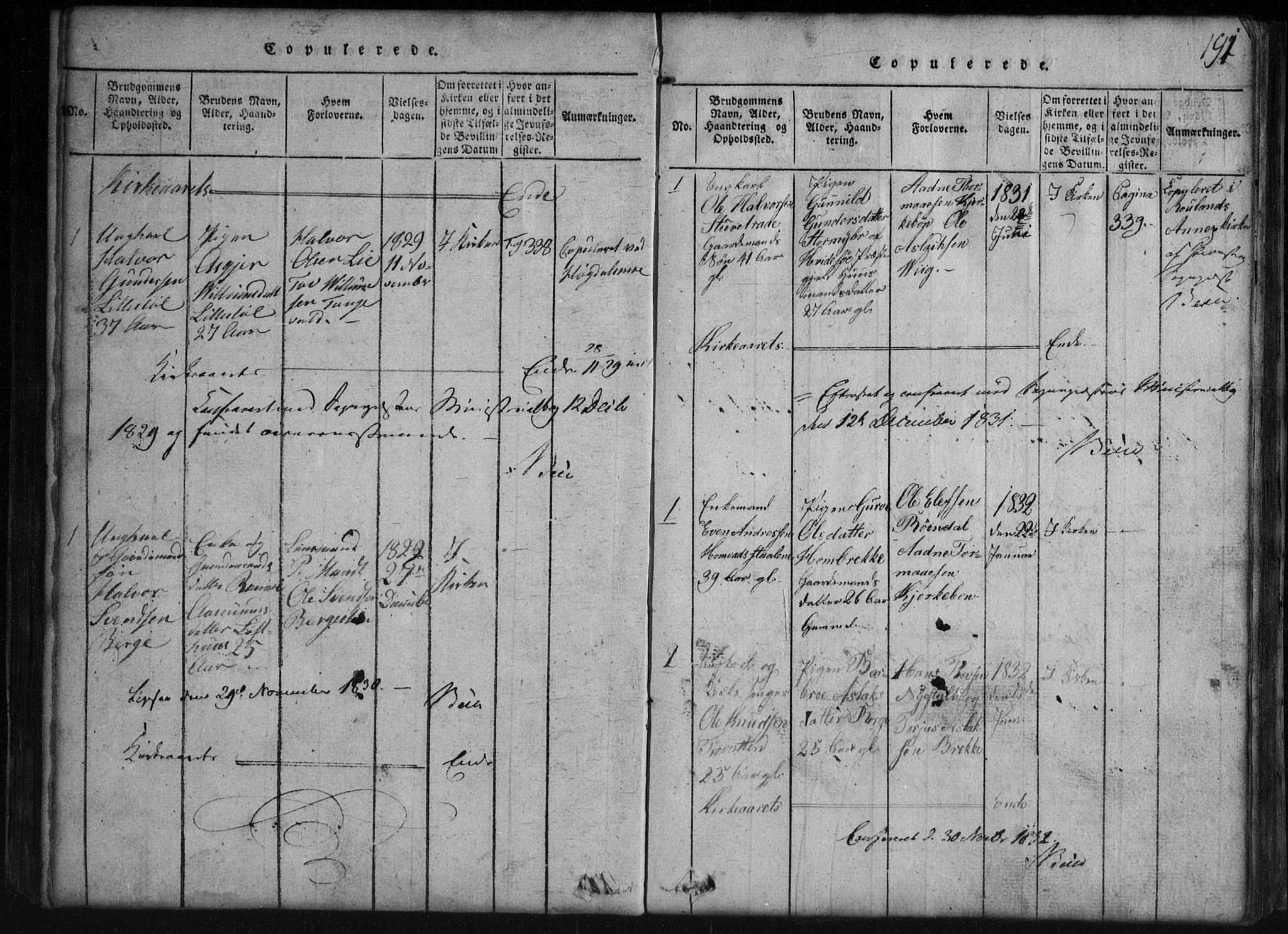 Rauland kirkebøker, SAKO/A-292/G/Gb/L0001: Parish register (copy) no. II 1, 1815-1886, p. 191
