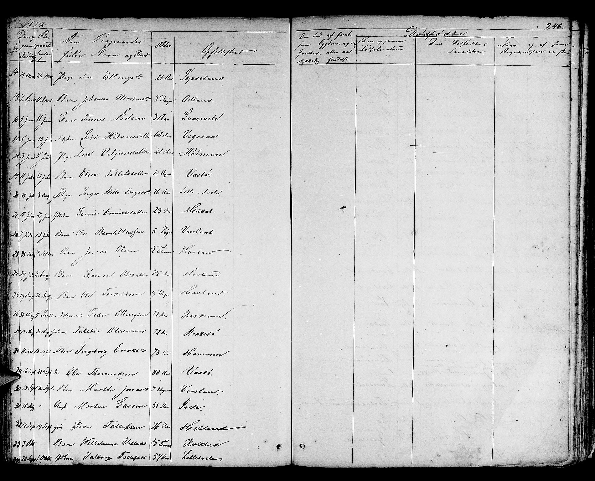 Helleland sokneprestkontor, AV/SAST-A-101810: Parish register (copy) no. B 3, 1847-1886, p. 246