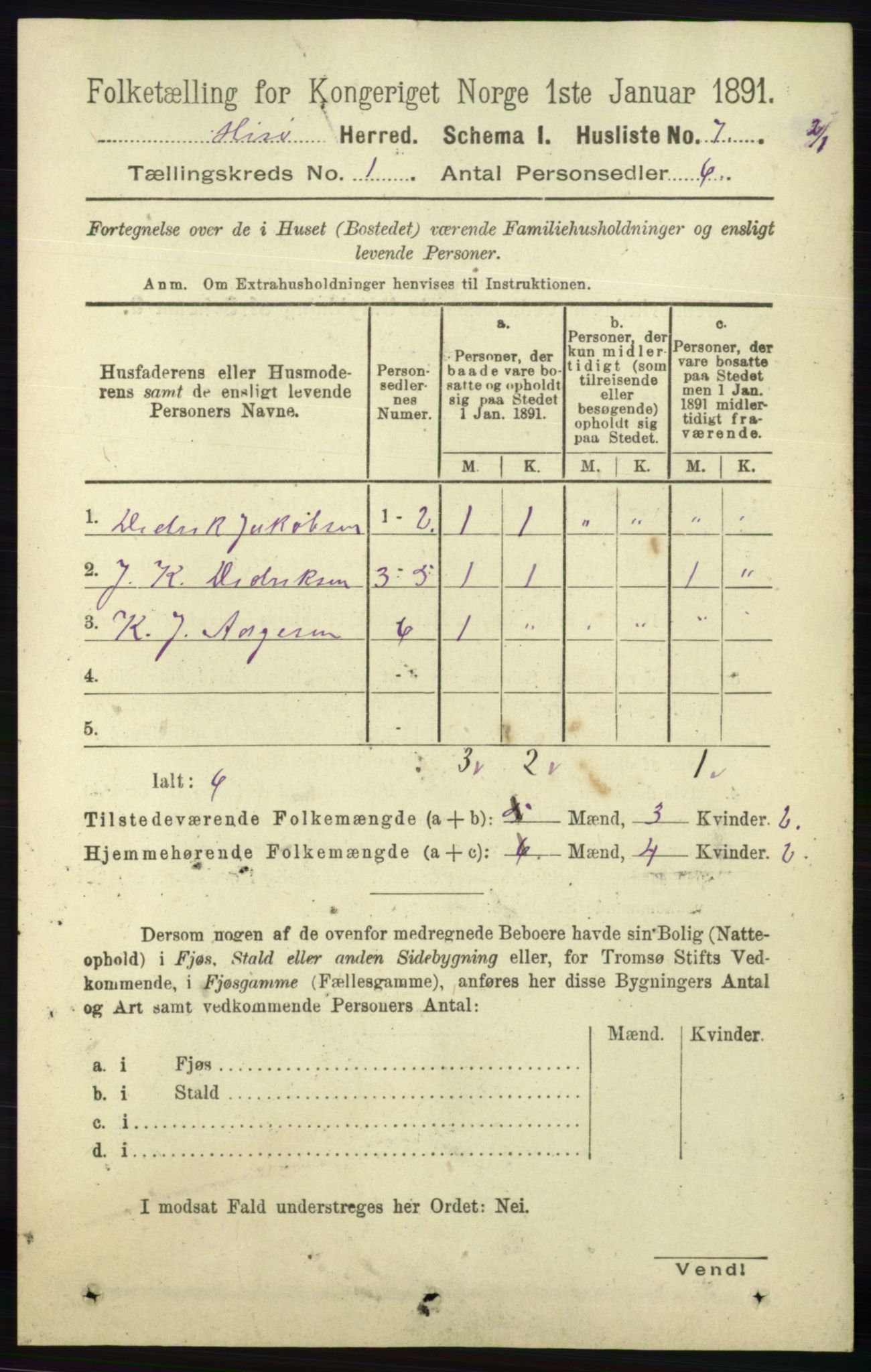 RA, 1891 census for 0922 Hisøy, 1891, p. 25