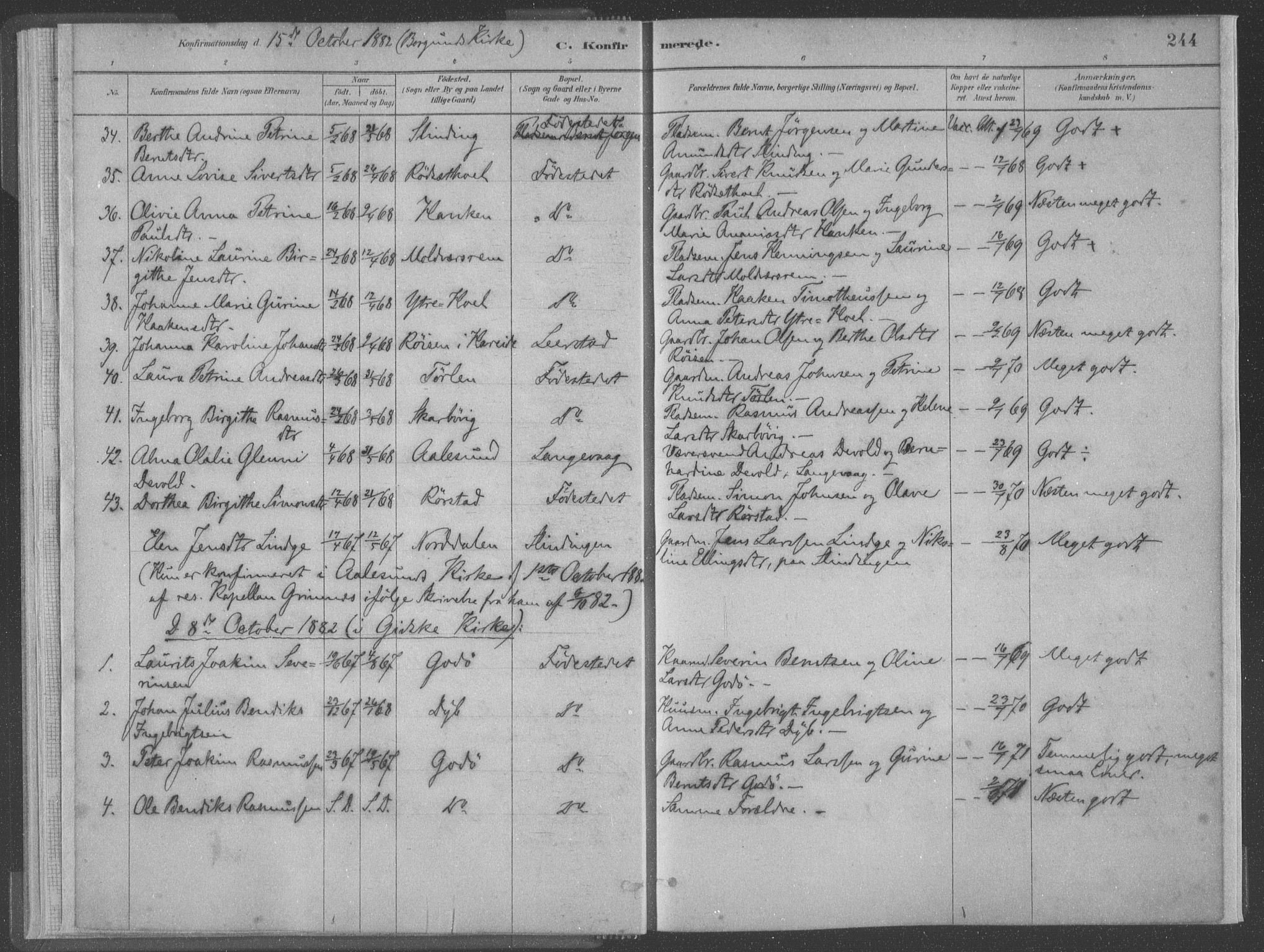 Ministerialprotokoller, klokkerbøker og fødselsregistre - Møre og Romsdal, AV/SAT-A-1454/528/L0402: Parish register (official) no. 528A12II, 1880-1903, p. 244