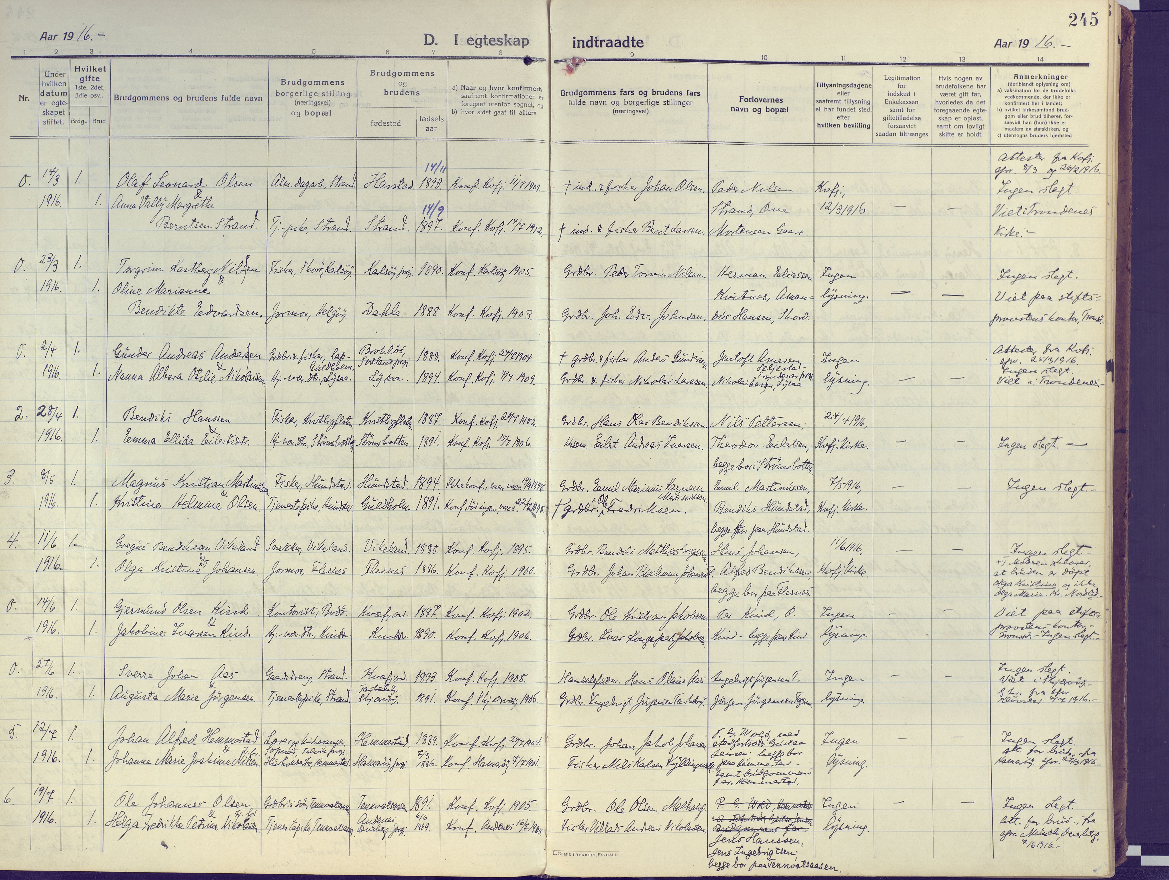 Kvæfjord sokneprestkontor, AV/SATØ-S-1323/G/Ga/Gaa/L0007kirke: Parish register (official) no. 7, 1915-1931, p. 245