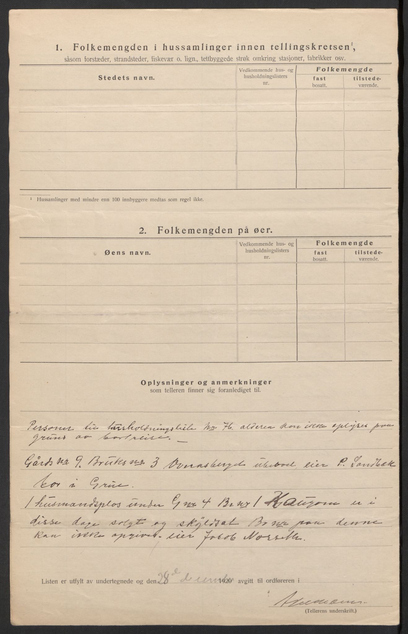 SAH, 1920 census for Brandval, 1920, p. 13