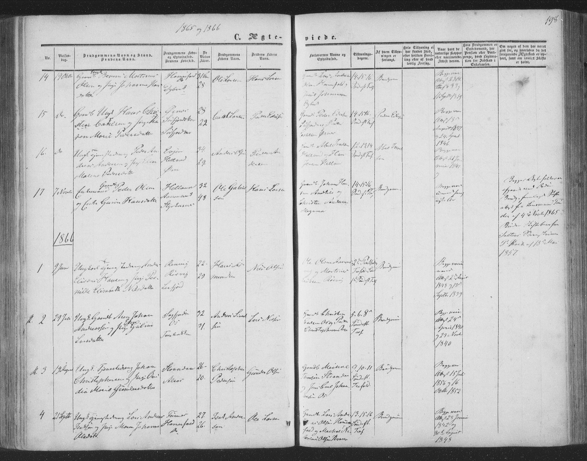 Ministerialprotokoller, klokkerbøker og fødselsregistre - Nordland, AV/SAT-A-1459/853/L0770: Parish register (official) no. 853A09, 1857-1870, p. 198