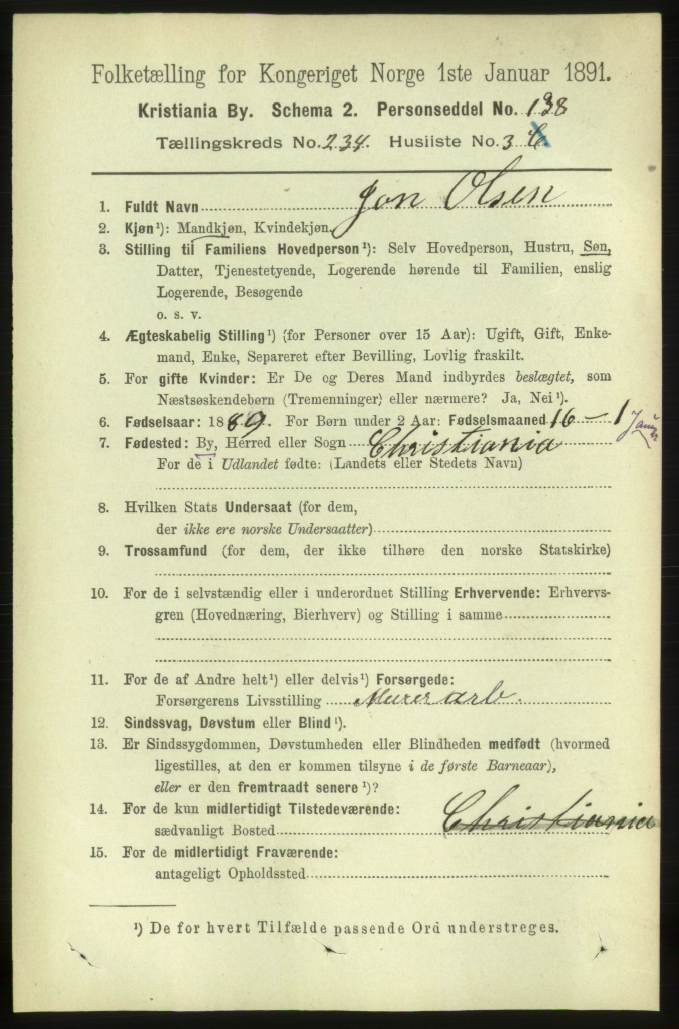 RA, 1891 census for 0301 Kristiania, 1891, p. 143599
