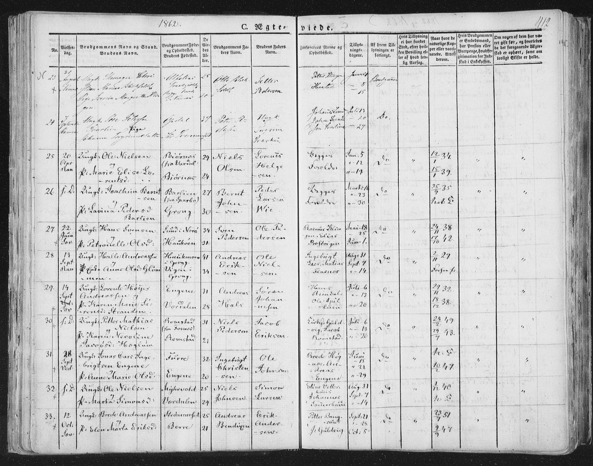 Ministerialprotokoller, klokkerbøker og fødselsregistre - Nord-Trøndelag, AV/SAT-A-1458/764/L0552: Parish register (official) no. 764A07b, 1824-1865, p. 412