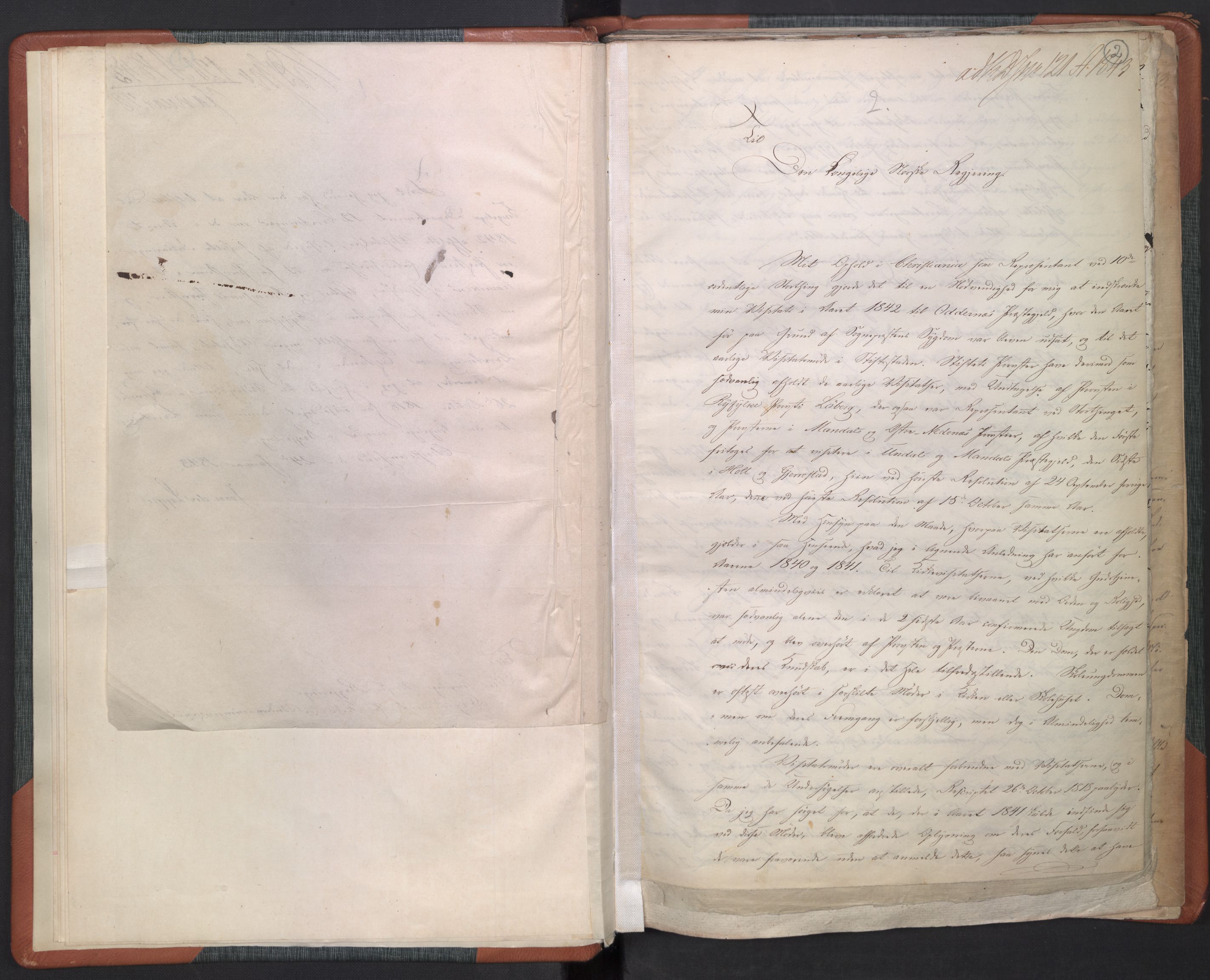 Kirke- og undervisningsdepartementet, Kontoret  for kirke og geistlighet A, AV/RA-S-1007/D/Dc/L0358: Visitasberetninger. Kristiansand stift, 1843-1844, p. 1b-2a