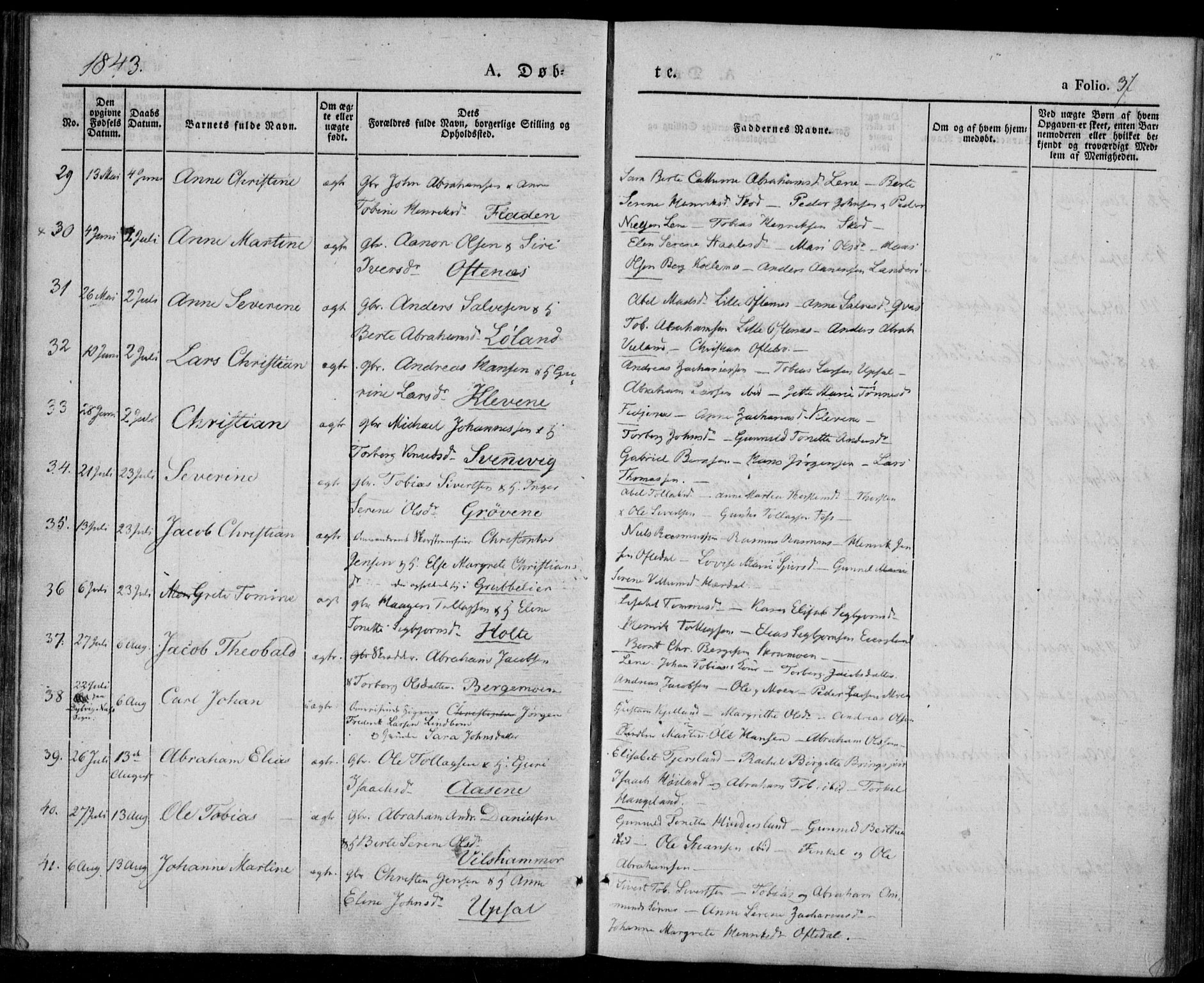 Lyngdal sokneprestkontor, AV/SAK-1111-0029/F/Fa/Fac/L0008: Parish register (official) no. A 8, 1837-1852, p. 37