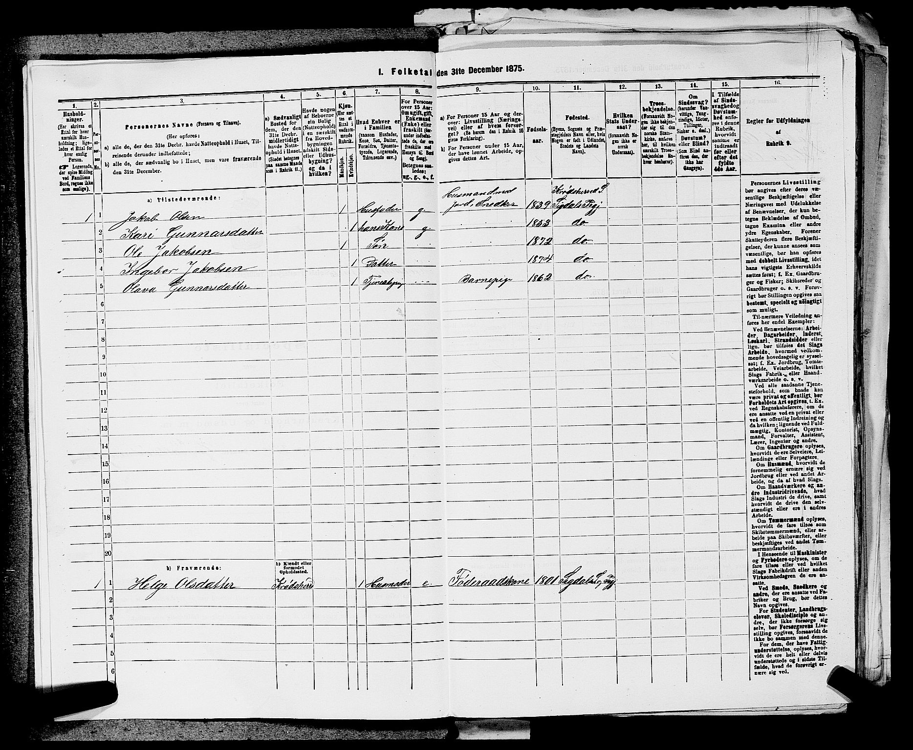 SAKO, 1875 census for 0621P Sigdal, 1875, p. 1165