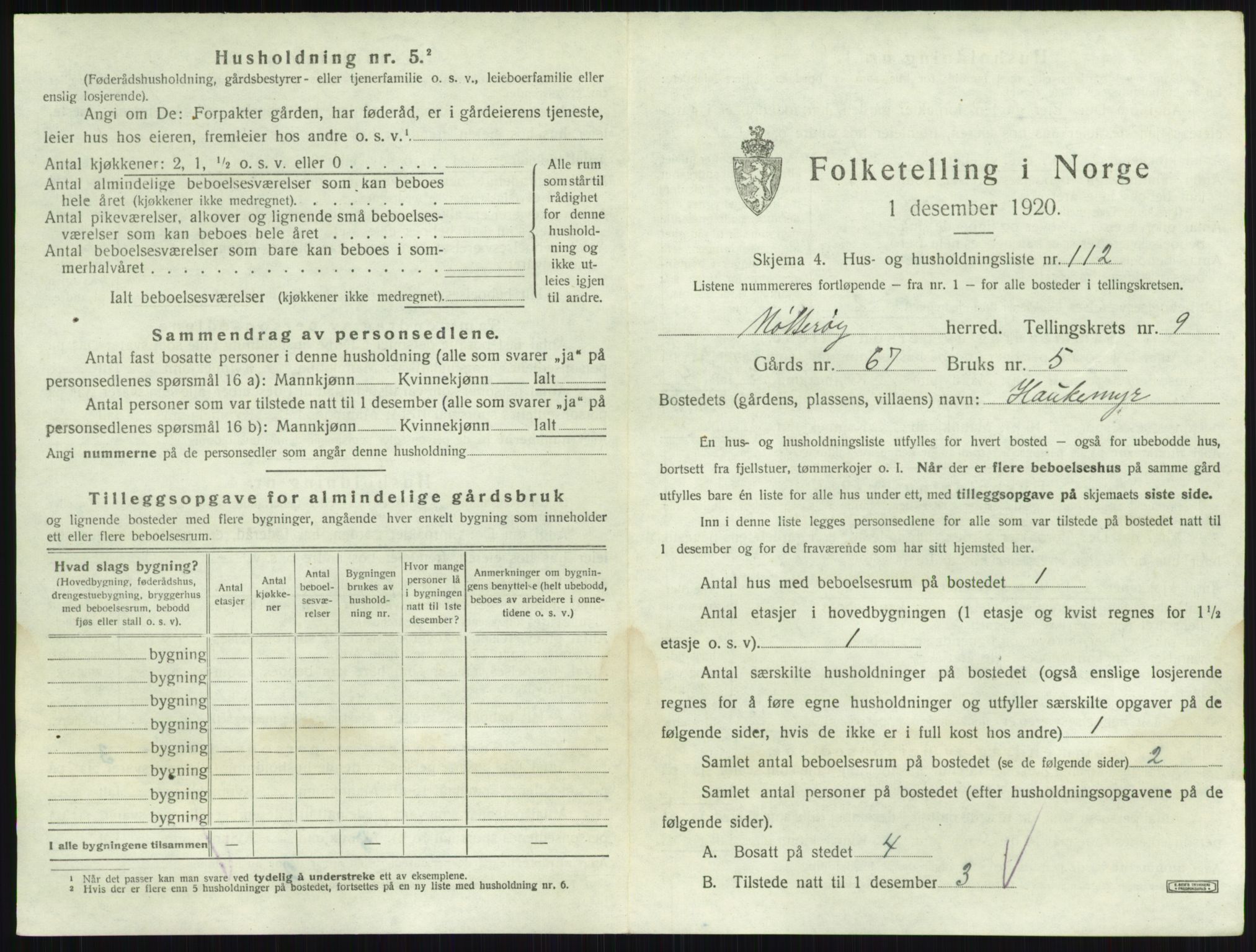 SAKO, 1920 census for Nøtterøy, 1920, p. 1960