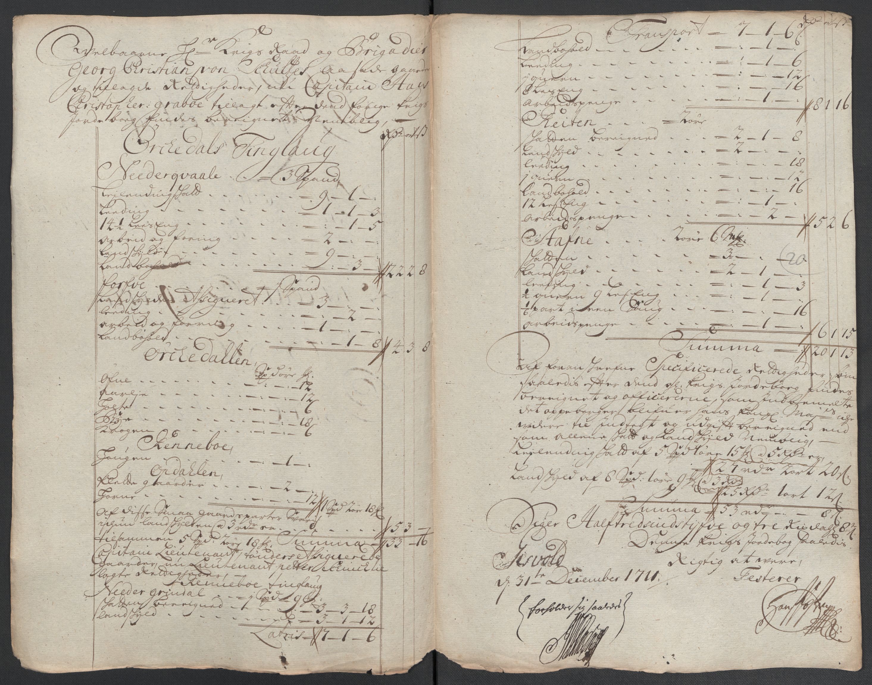 Rentekammeret inntil 1814, Reviderte regnskaper, Fogderegnskap, RA/EA-4092/R60/L3962: Fogderegnskap Orkdal og Gauldal, 1711, p. 239