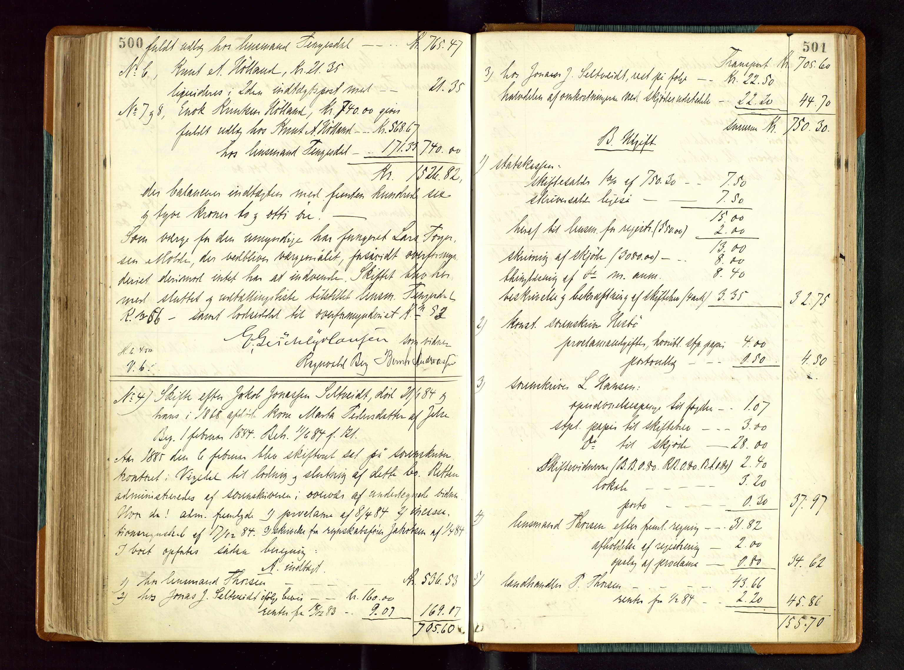 Ryfylke tingrett, AV/SAST-A-100055/001/IV/IVD/L0027: Skifteprotokoll, register i protokollen, 1881-1885, p. 500-501