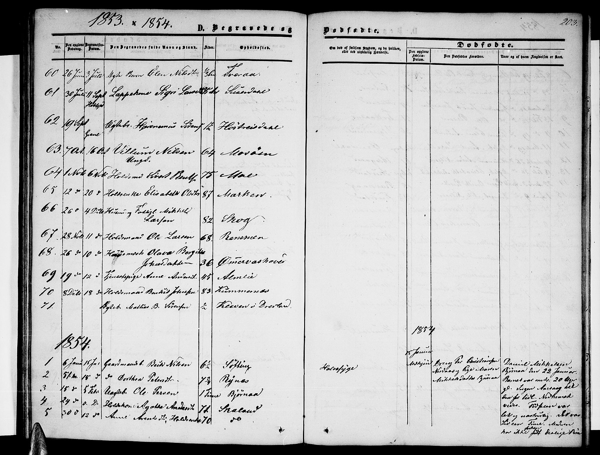 Ministerialprotokoller, klokkerbøker og fødselsregistre - Nordland, SAT/A-1459/820/L0301: Parish register (copy) no. 820C03, 1851-1858, p. 203