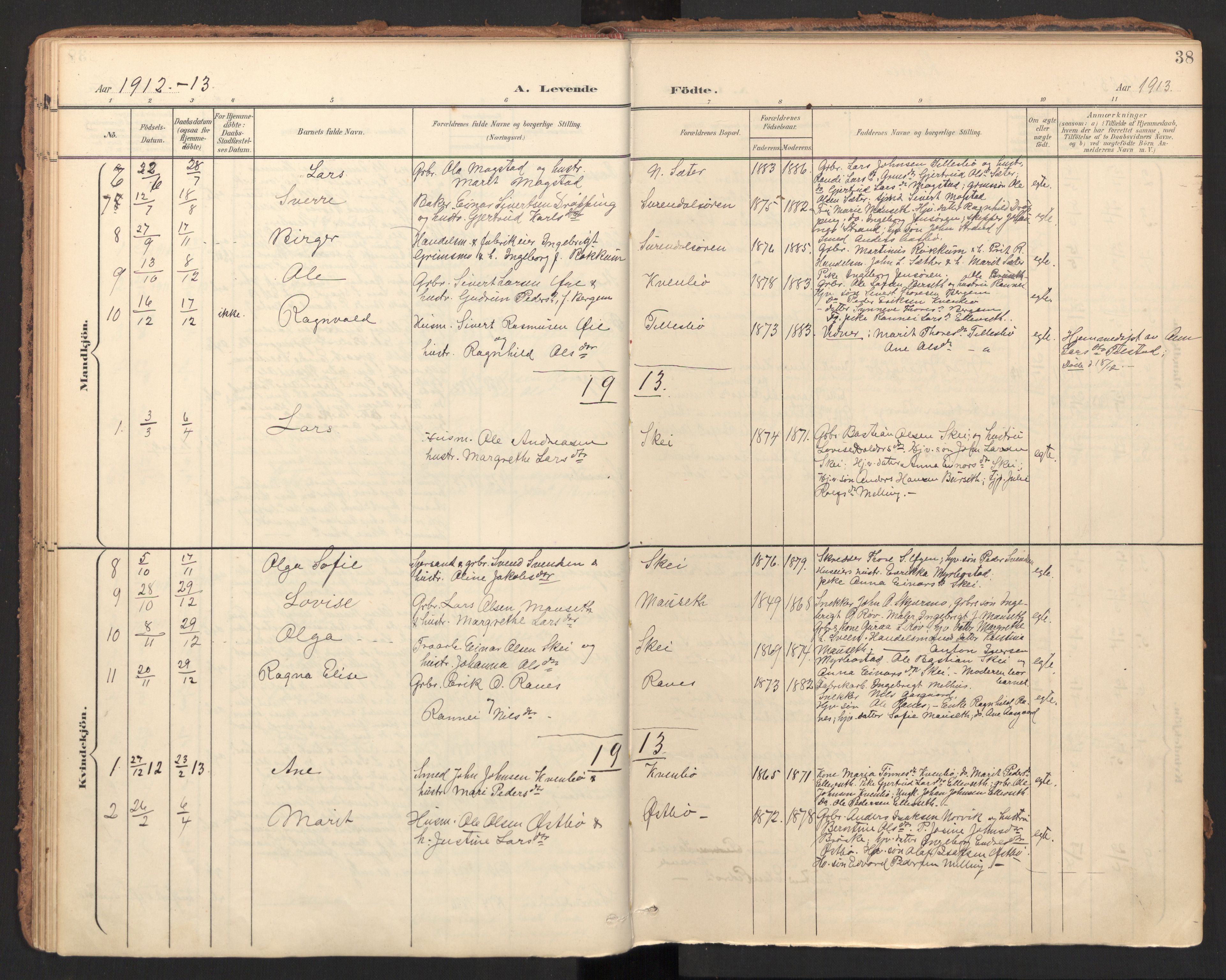 Ministerialprotokoller, klokkerbøker og fødselsregistre - Møre og Romsdal, AV/SAT-A-1454/596/L1057: Parish register (official) no. 596A02, 1900-1917, p. 38