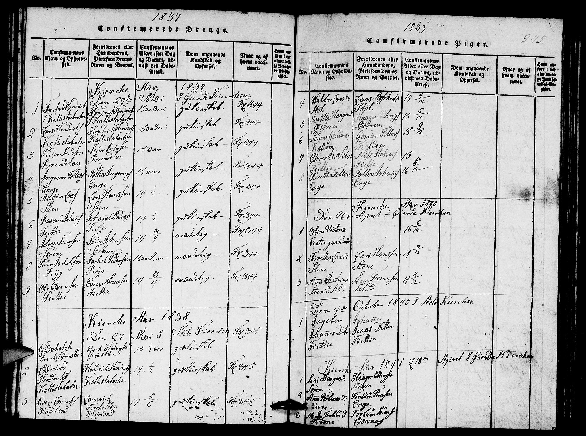 Etne sokneprestembete, SAB/A-75001/H/Hab: Parish register (copy) no. A 1, 1815-1849, p. 245