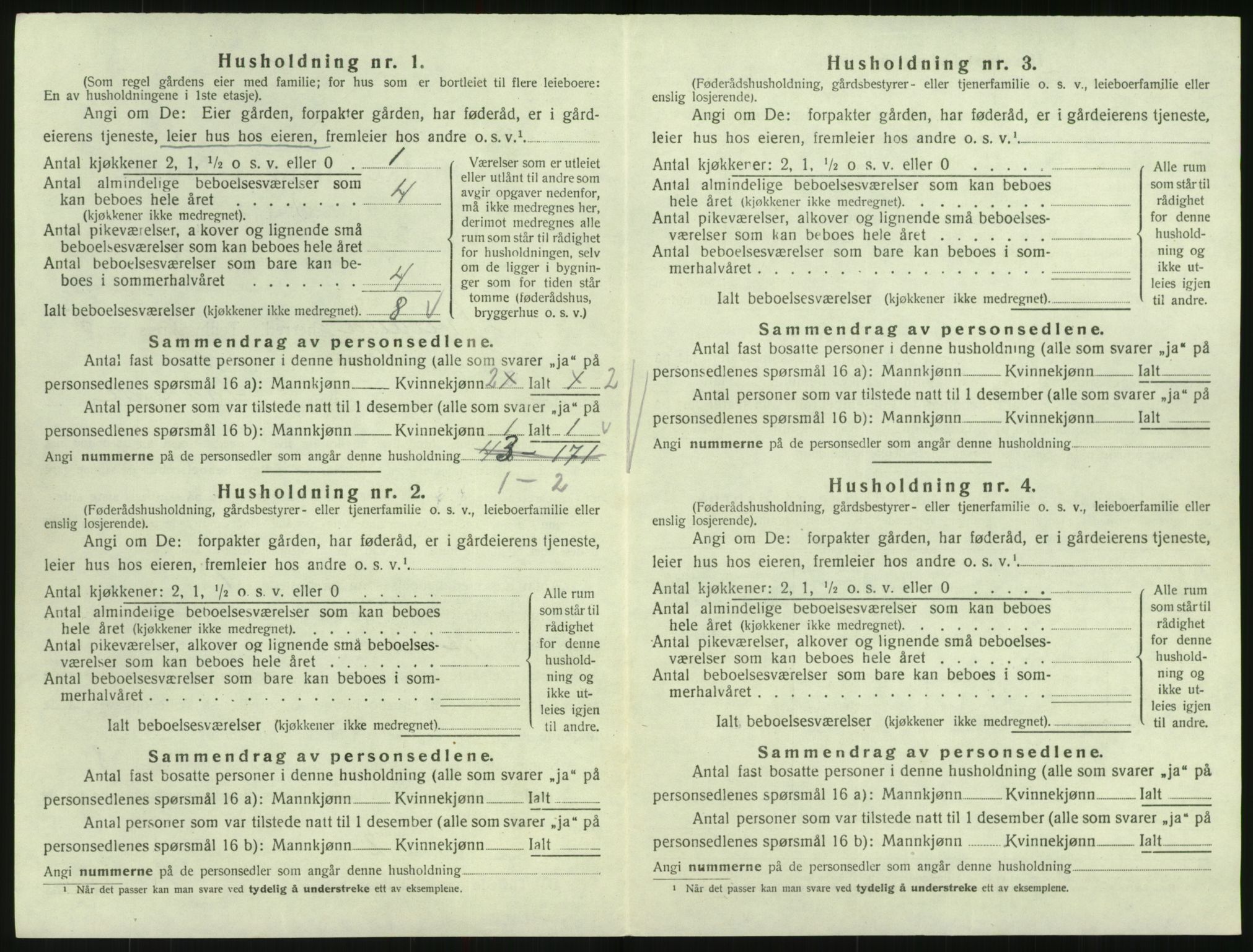 SAK, 1920 census for Iveland, 1920, p. 256