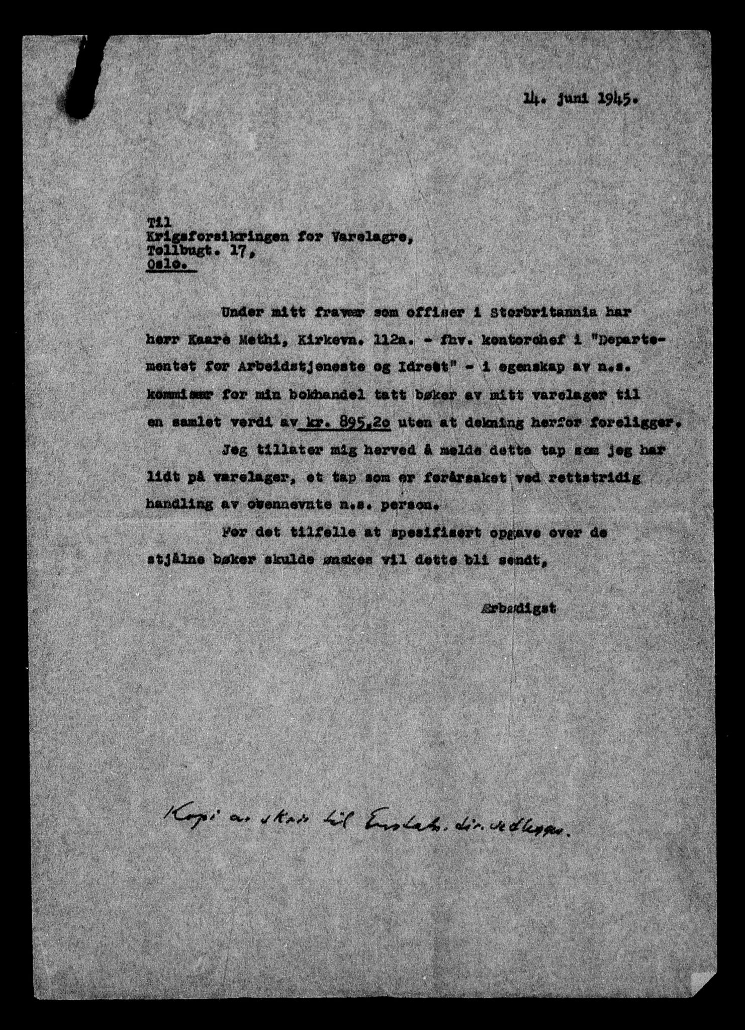 Justisdepartementet, Tilbakeføringskontoret for inndratte formuer, AV/RA-S-1564/H/Hc/Hcc/L0984: --, 1945-1947, p. 203