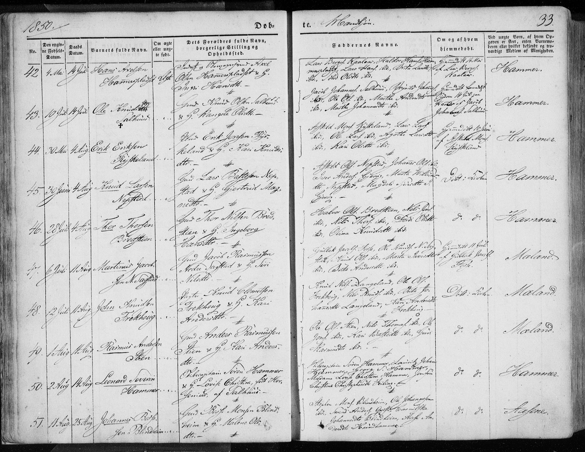 Hamre sokneprestembete, AV/SAB-A-75501/H/Ha/Haa/Haaa/L0013: Parish register (official) no. A 13, 1846-1857, p. 33