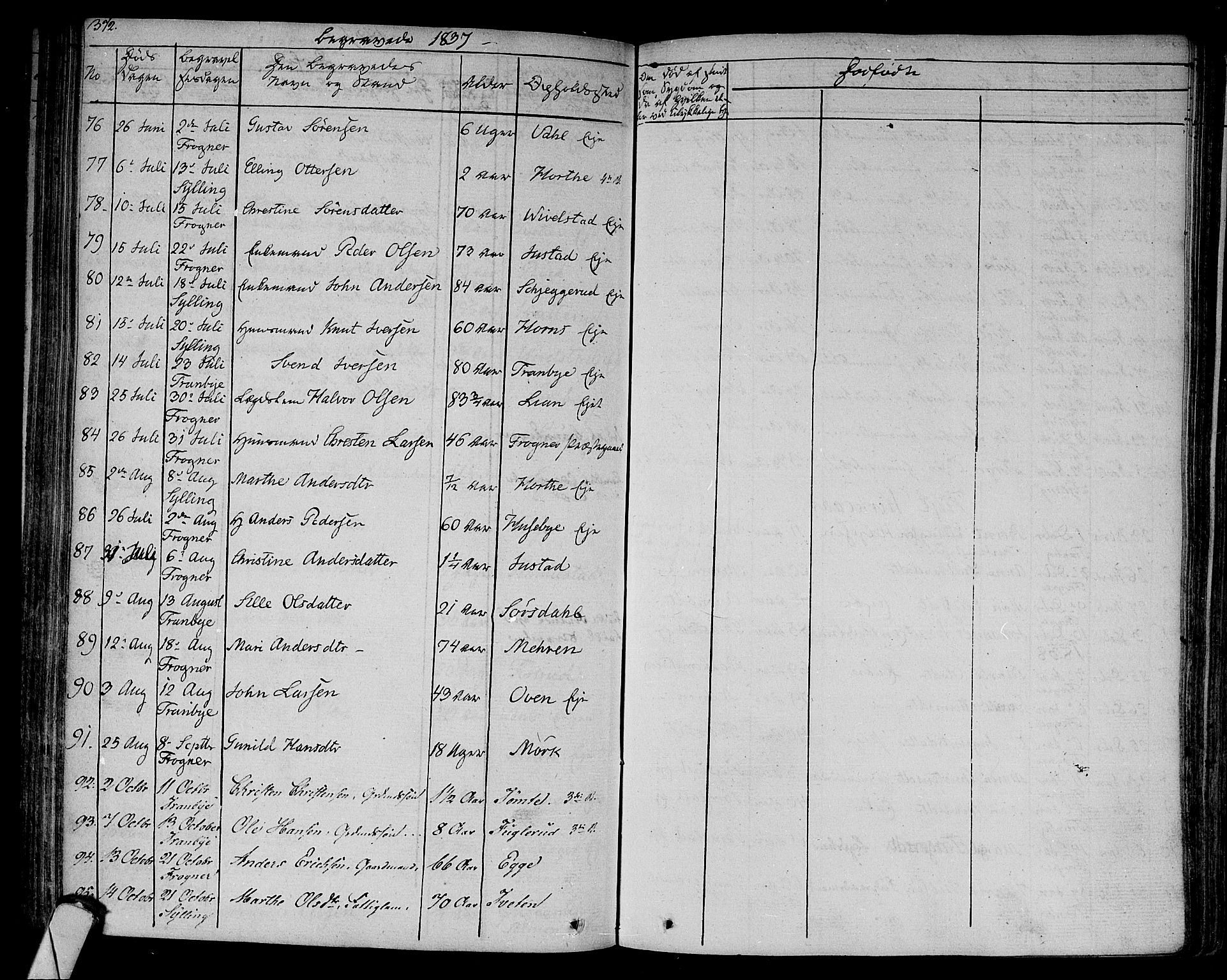 Lier kirkebøker, AV/SAKO-A-230/F/Fa/L0010: Parish register (official) no. I 10, 1827-1843, p. 372