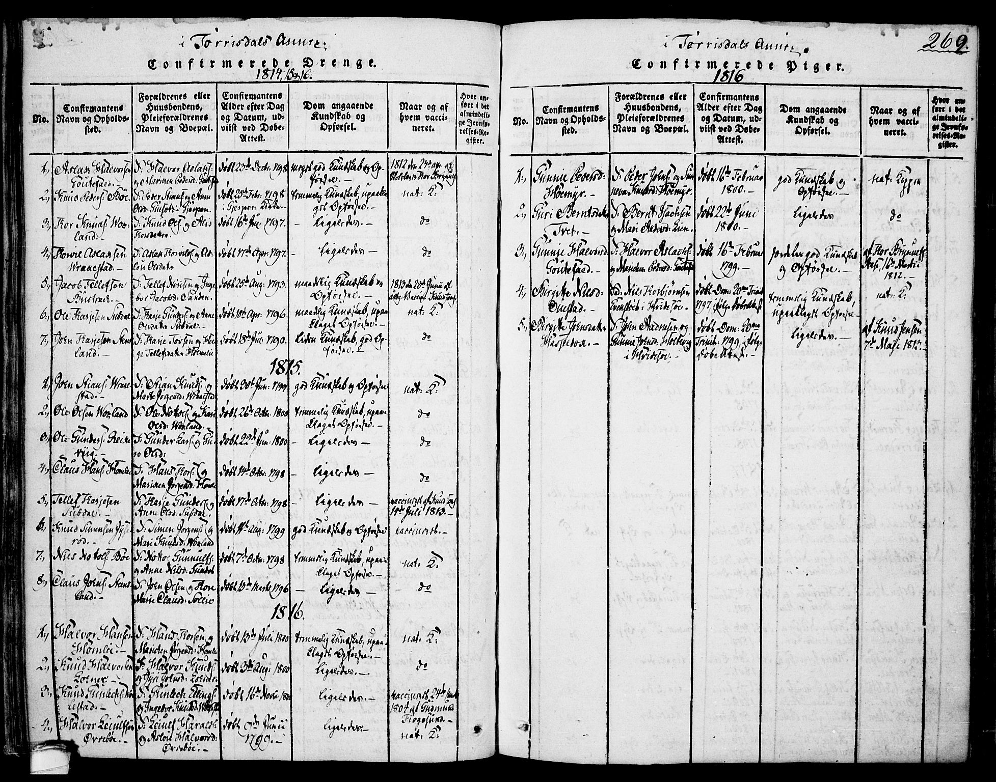 Drangedal kirkebøker, SAKO/A-258/F/Fa/L0005: Parish register (official) no. 5 /2, 1814-1831, p. 269