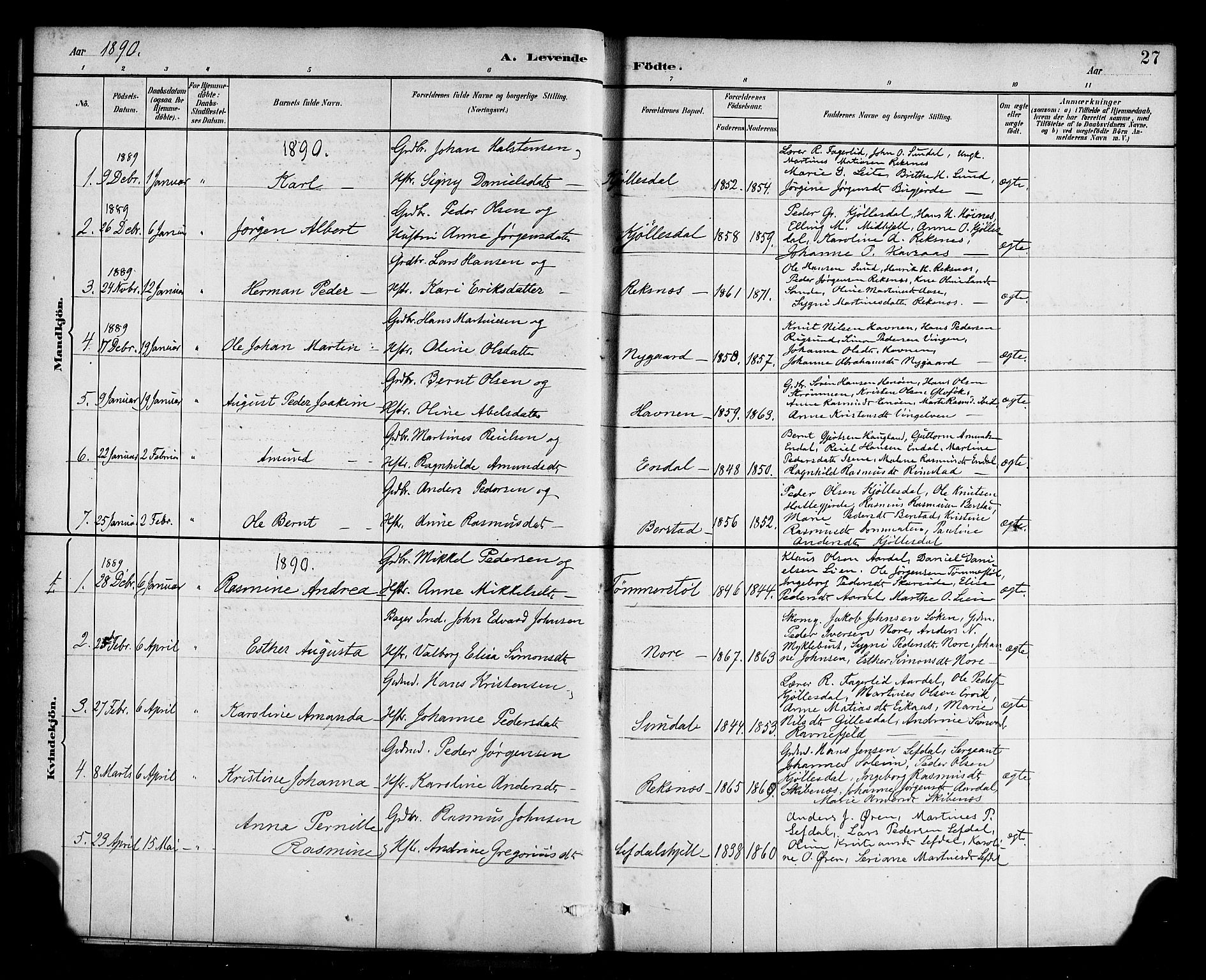 Davik sokneprestembete, AV/SAB-A-79701/H/Haa/Haab/L0001: Parish register (official) no. B 1, 1882-1900, p. 27