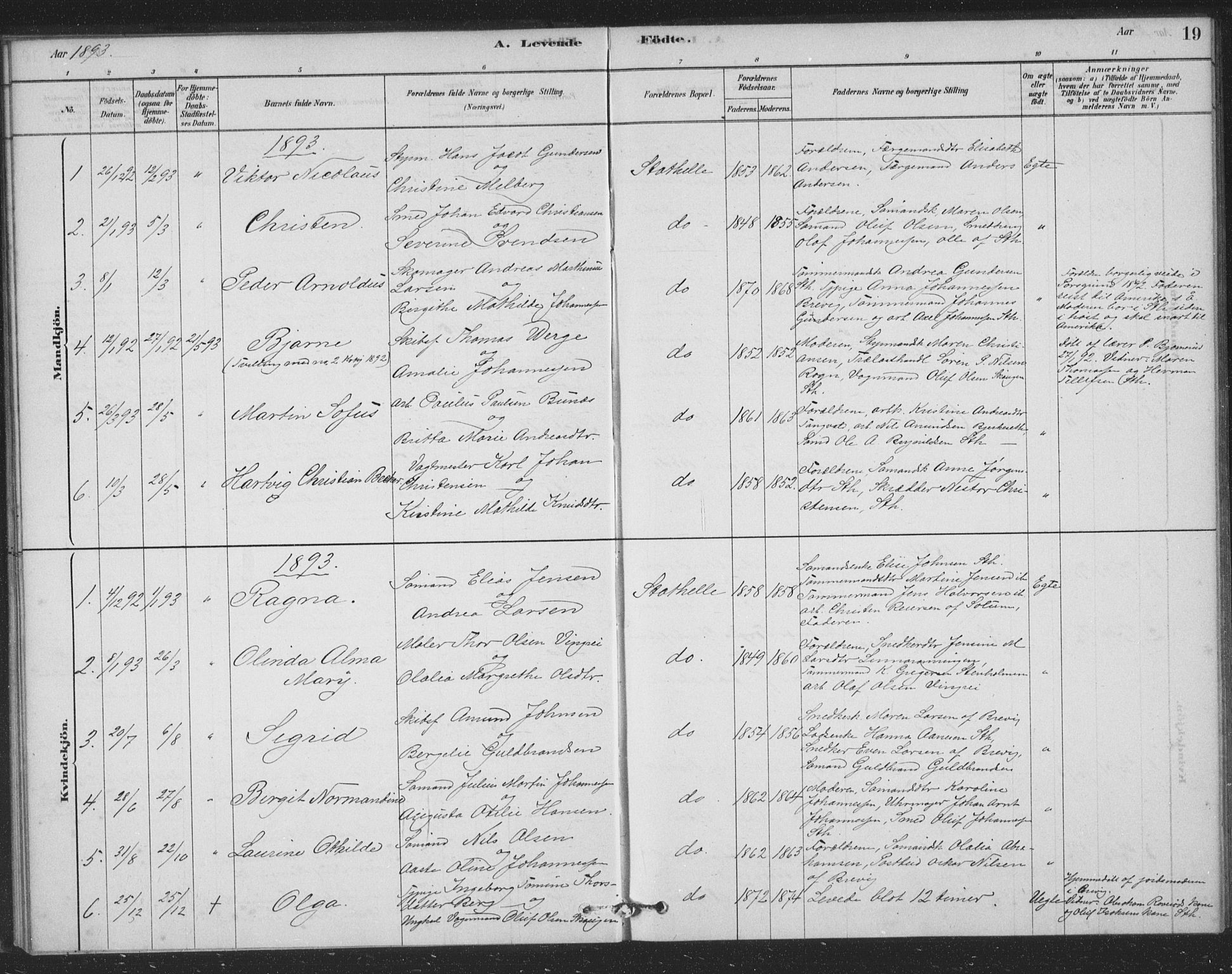 Bamble kirkebøker, SAKO/A-253/F/Fb/L0001: Parish register (official) no. II 1, 1878-1899, p. 19