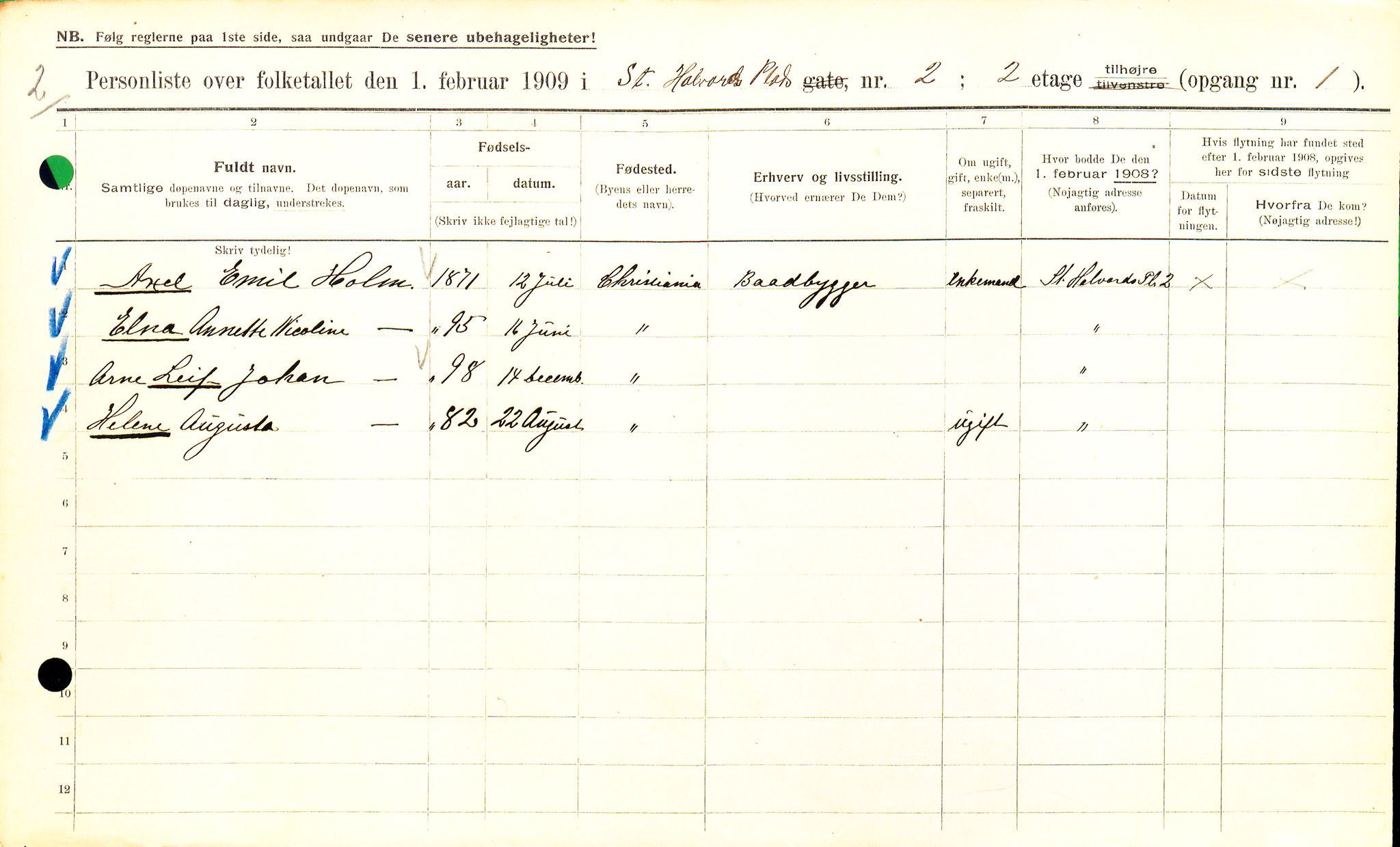 OBA, Municipal Census 1909 for Kristiania, 1909, p. 79882