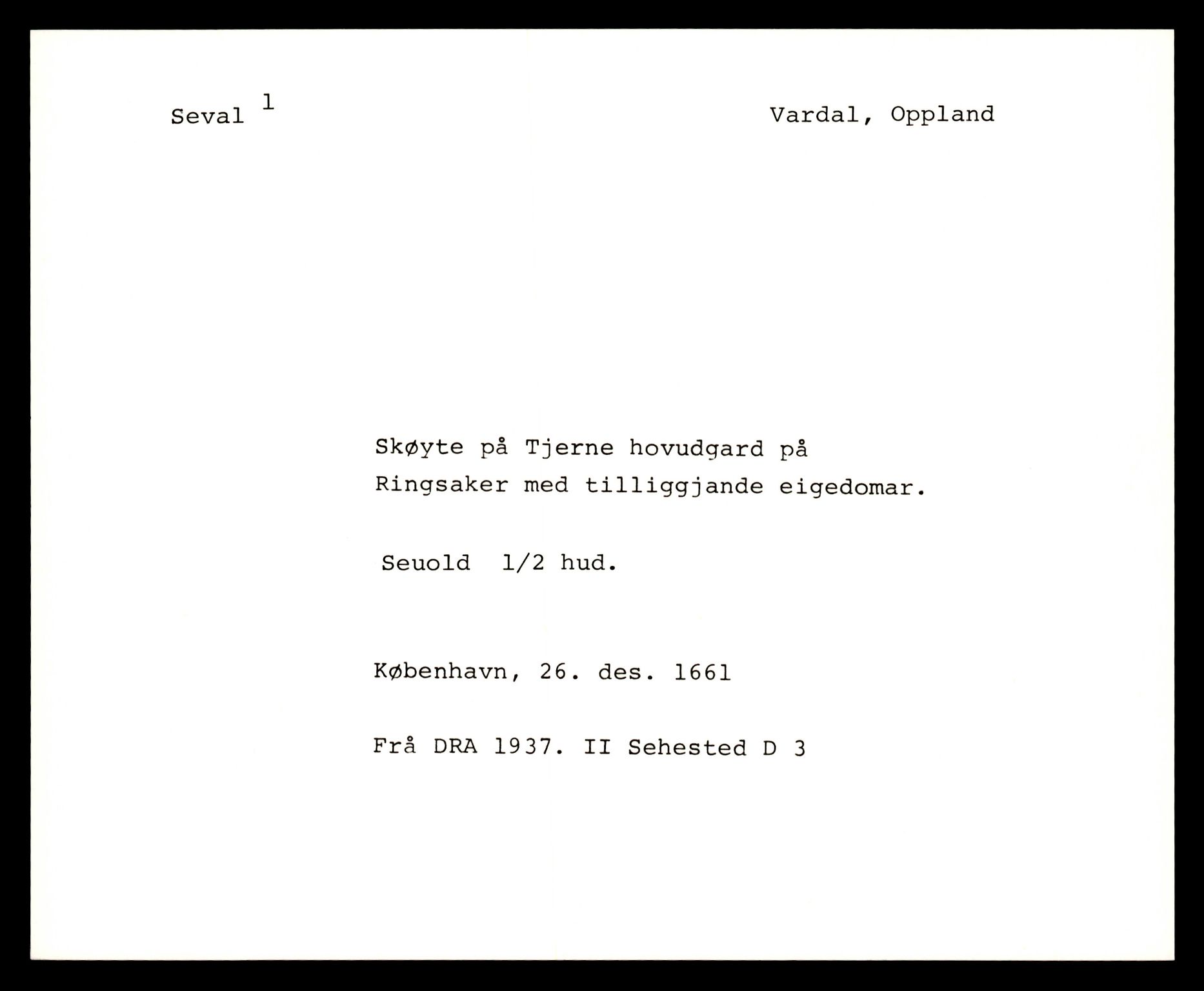 Riksarkivets diplomsamling, AV/RA-EA-5965/F35/F35e/L0011: Registreringssedler Oppland 3, 1400-1700, p. 89