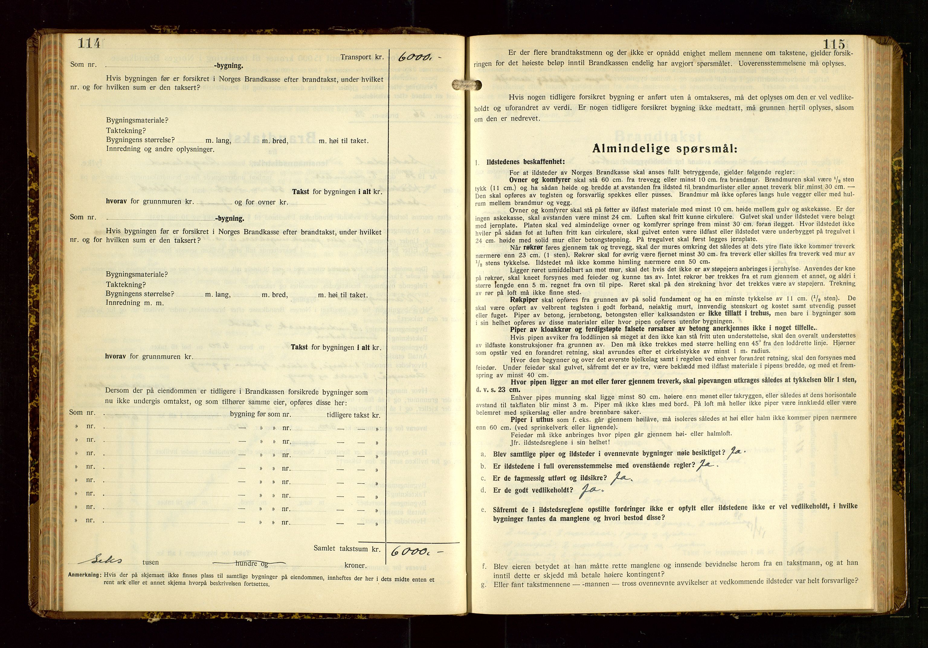 Sokndal lensmannskontor, AV/SAST-A-100417/Gob/L0008: "Brandtakst-Protokoll", 1937-1955, p. 114-115