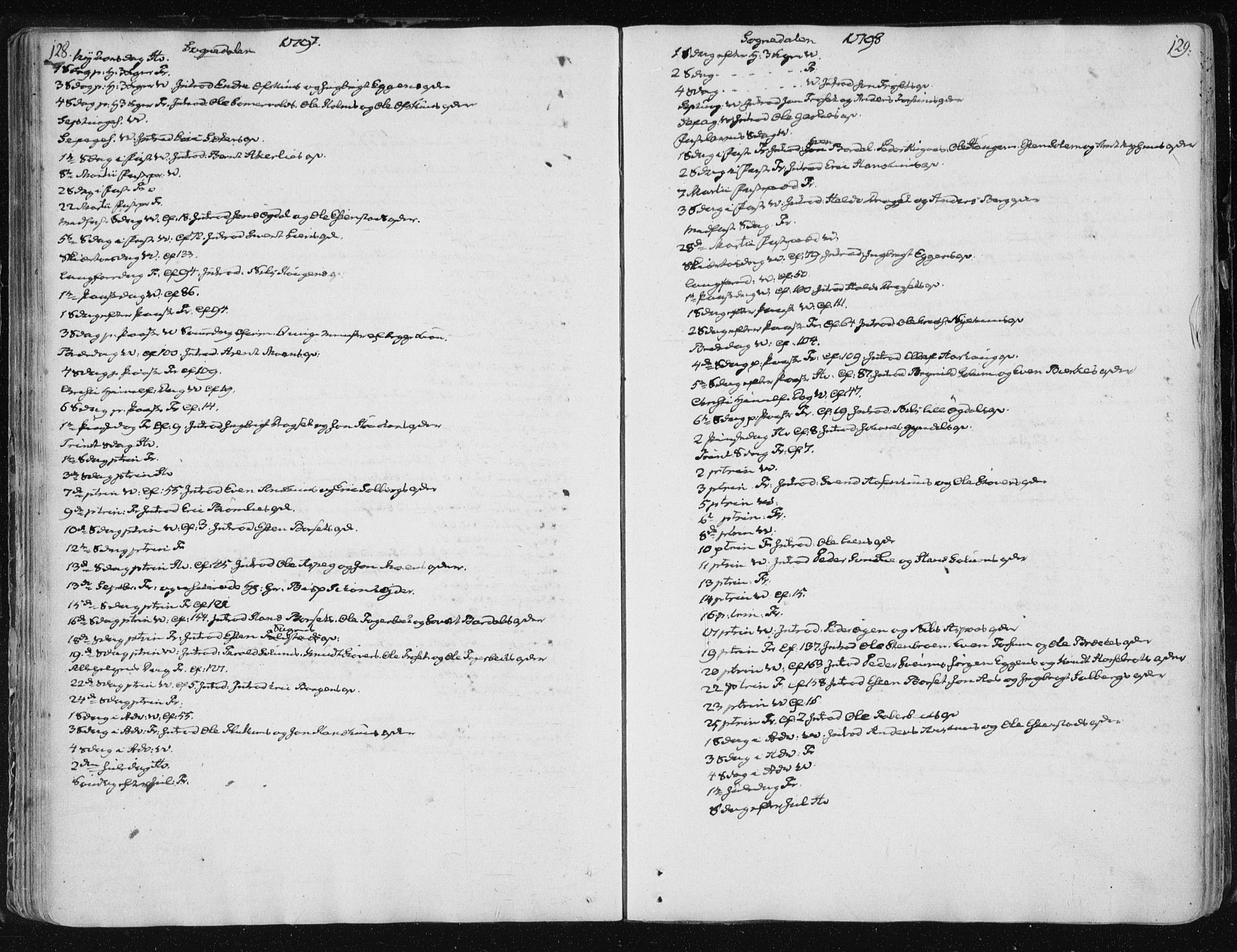 Ministerialprotokoller, klokkerbøker og fødselsregistre - Sør-Trøndelag, SAT/A-1456/687/L0994: Parish register (official) no. 687A03 /3, 1788-1815, p. 128-129