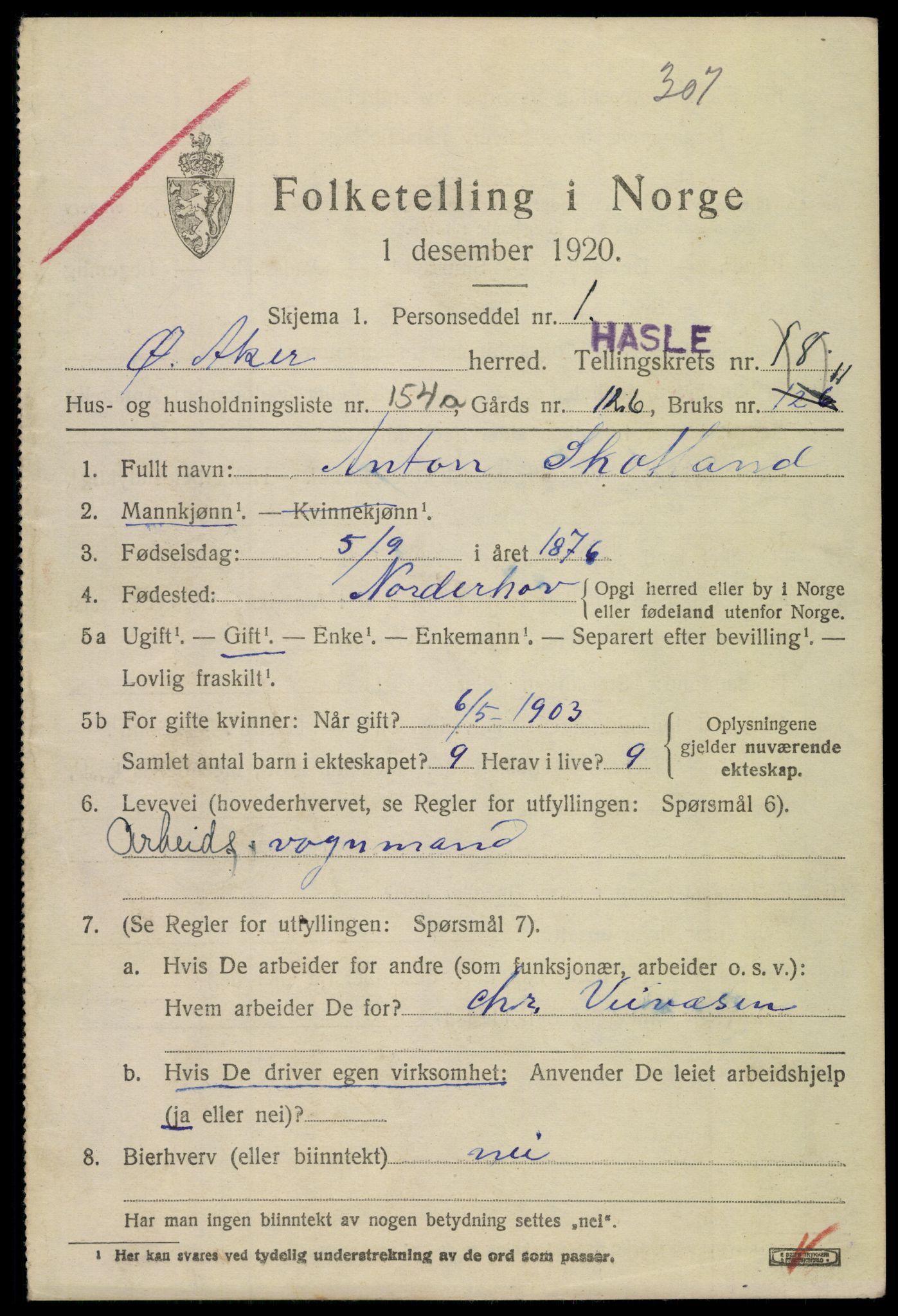 SAO, 1920 census for Aker, 1920, p. 114404