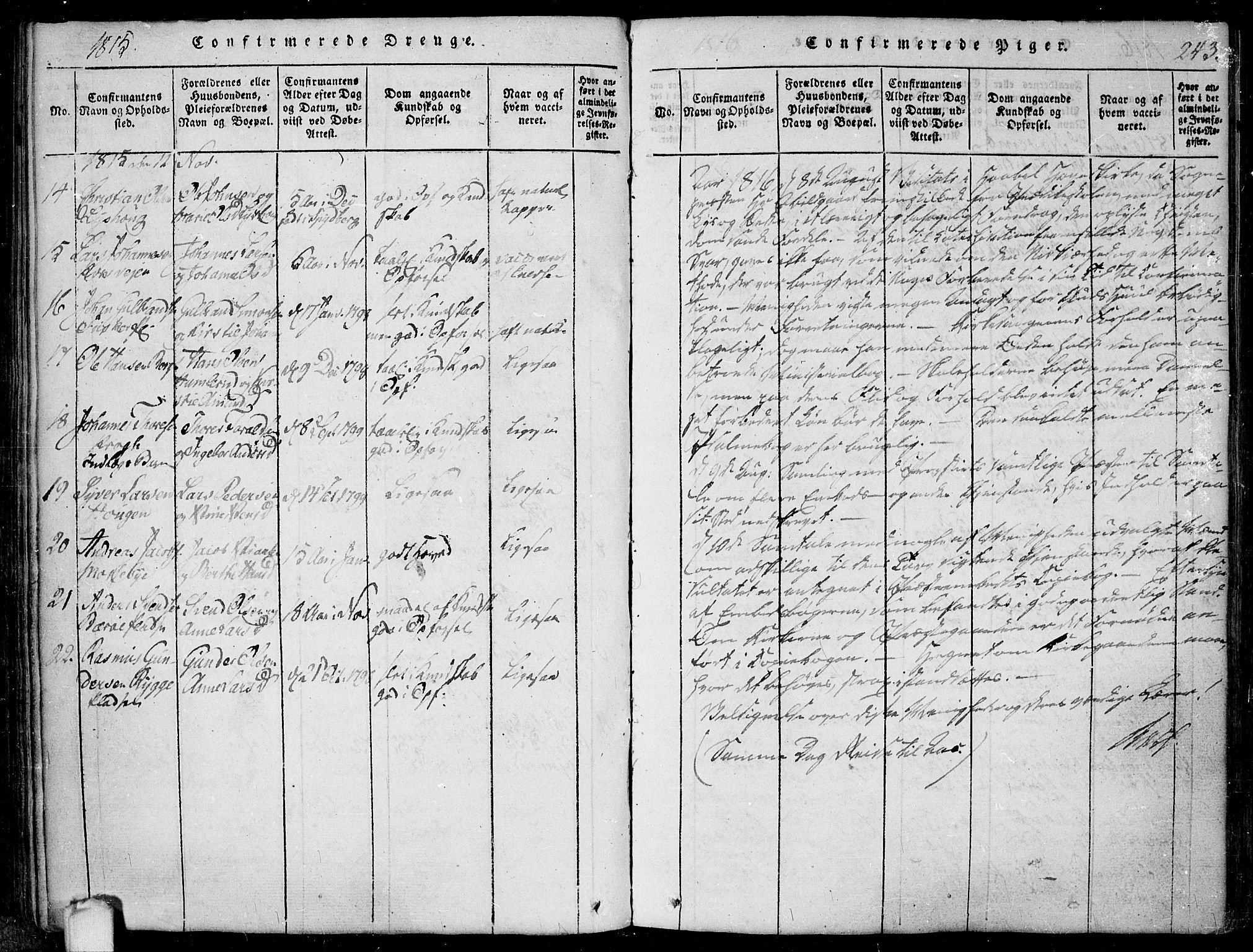 Hobøl prestekontor Kirkebøker, SAO/A-2002/F/Fa/L0002: Parish register (official) no. I 2, 1814-1841, p. 243