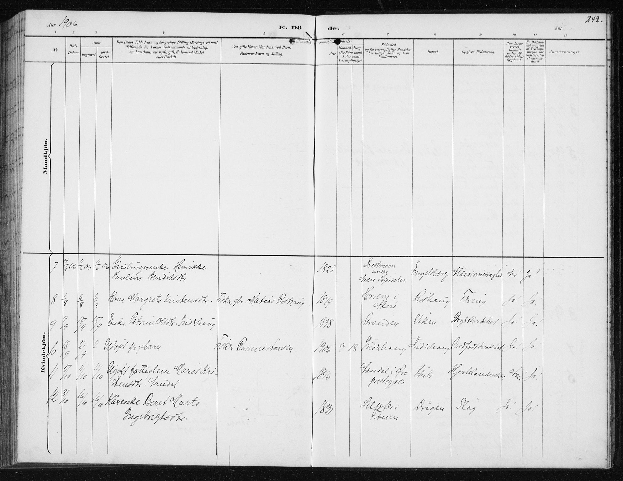 Ministerialprotokoller, klokkerbøker og fødselsregistre - Møre og Romsdal, AV/SAT-A-1454/566/L0773: Parish register (copy) no. 566C02, 1892-1909, p. 242