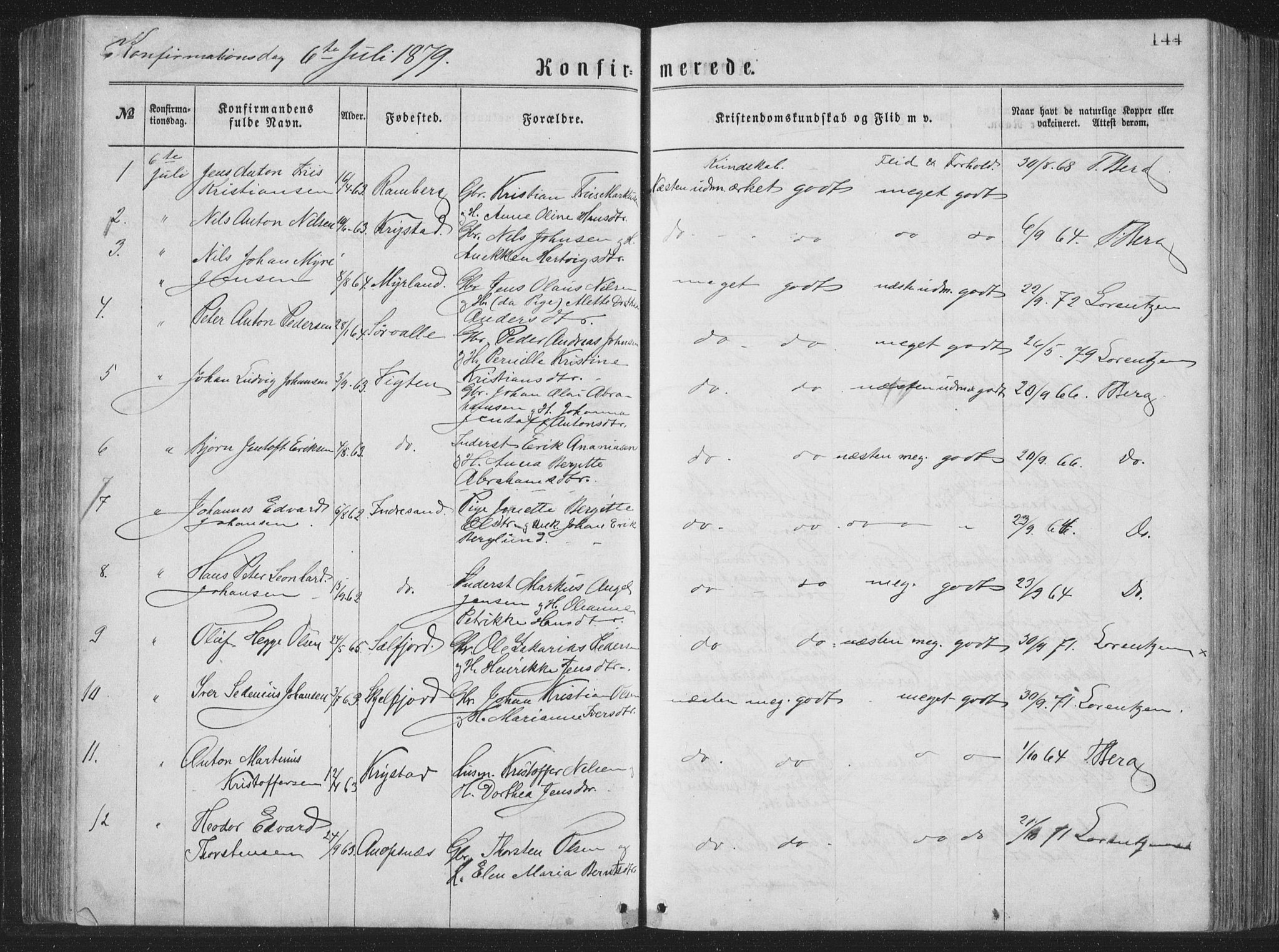Ministerialprotokoller, klokkerbøker og fødselsregistre - Nordland, SAT/A-1459/885/L1213: Parish register (copy) no. 885C02, 1874-1892, p. 144