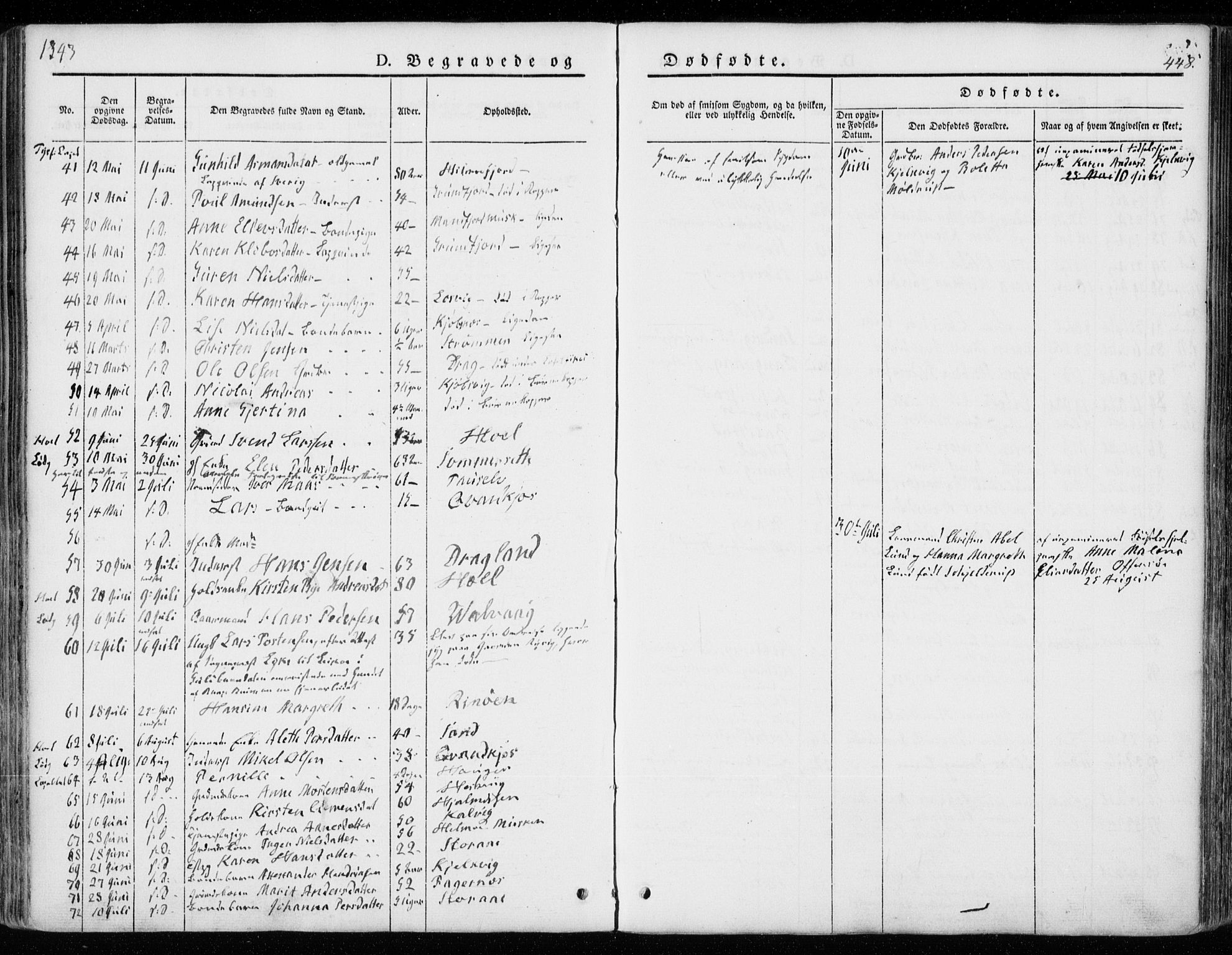 Ministerialprotokoller, klokkerbøker og fødselsregistre - Nordland, AV/SAT-A-1459/872/L1033: Parish register (official) no. 872A08, 1840-1863, p. 448