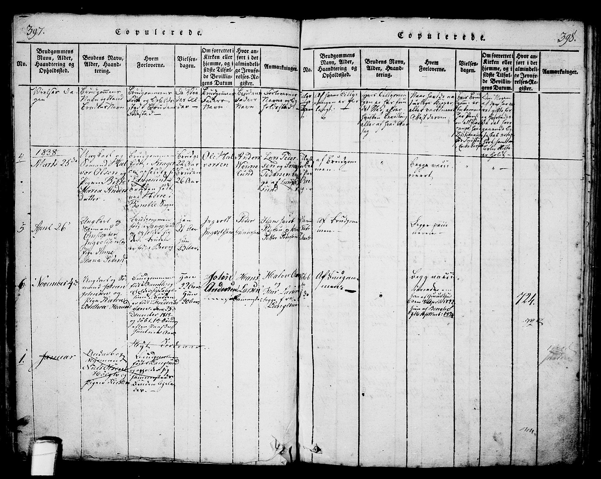 Langesund kirkebøker, SAKO/A-280/G/Ga/L0003: Parish register (copy) no. 3, 1815-1858, p. 397-398