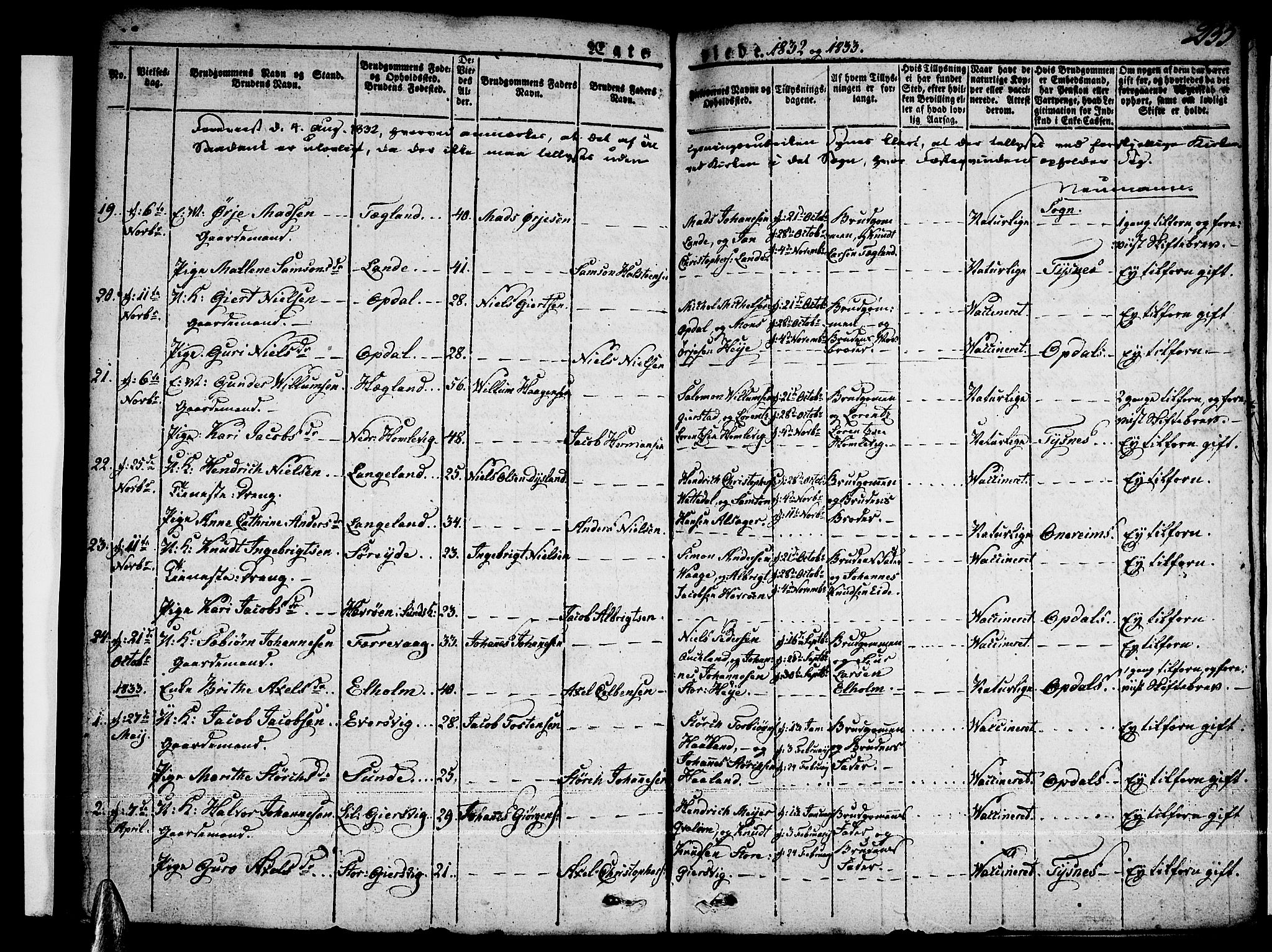 Tysnes sokneprestembete, AV/SAB-A-78601/H/Haa: Parish register (official) no. A 8, 1826-1837, p. 235