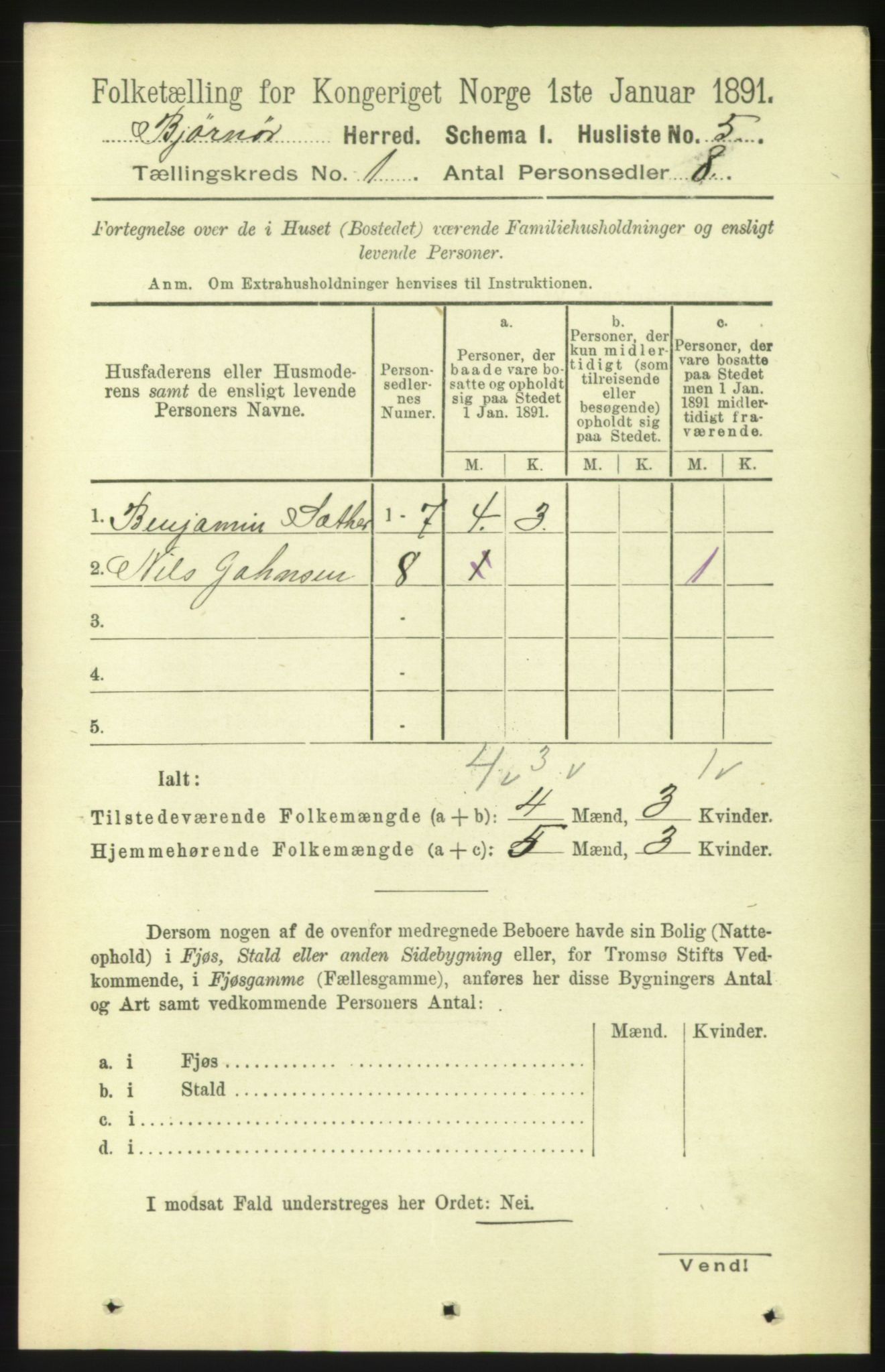 RA, 1891 census for 1632 Bjørnør, 1891, p. 46