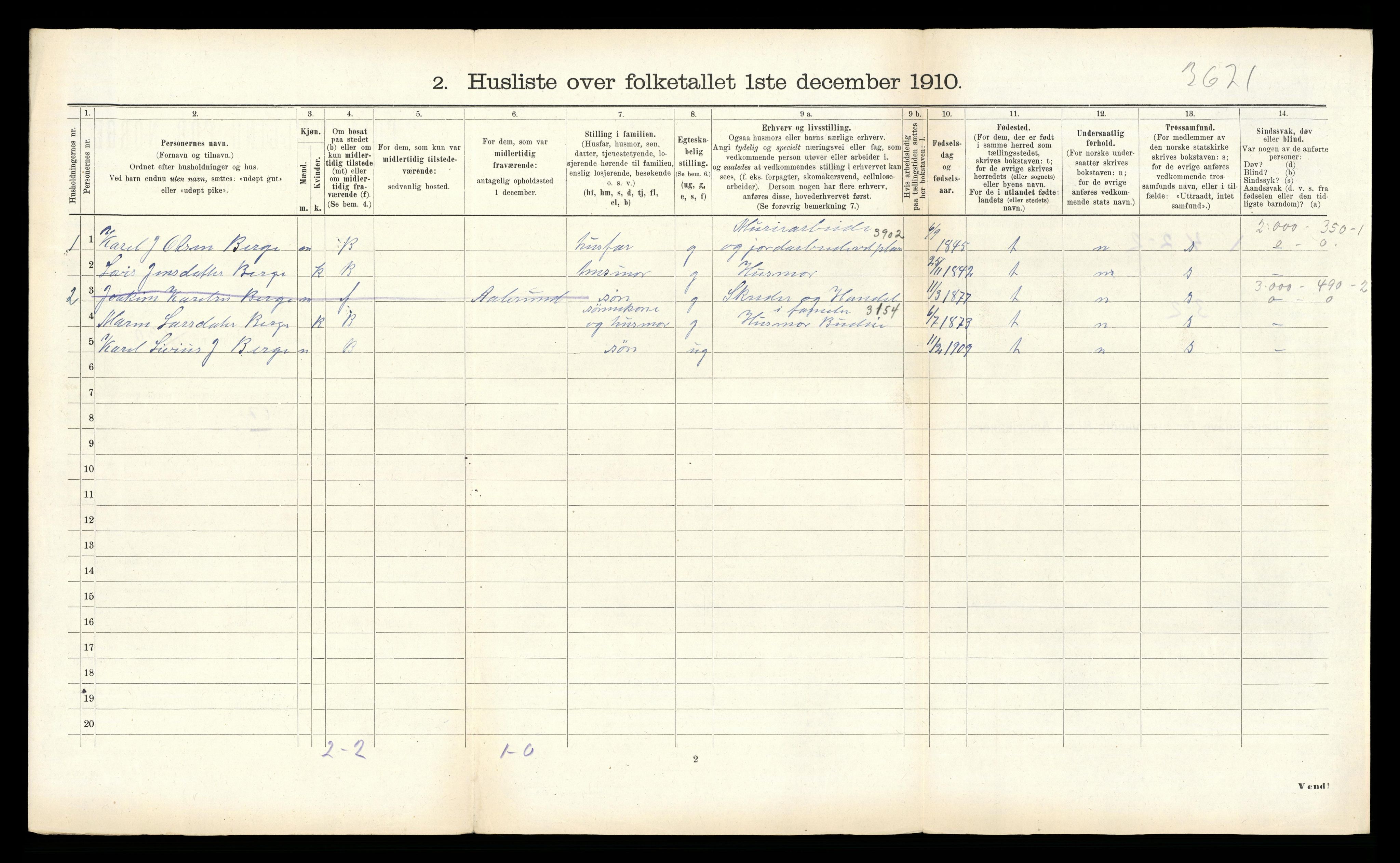 RA, 1910 census for Norddal, 1910, p. 748