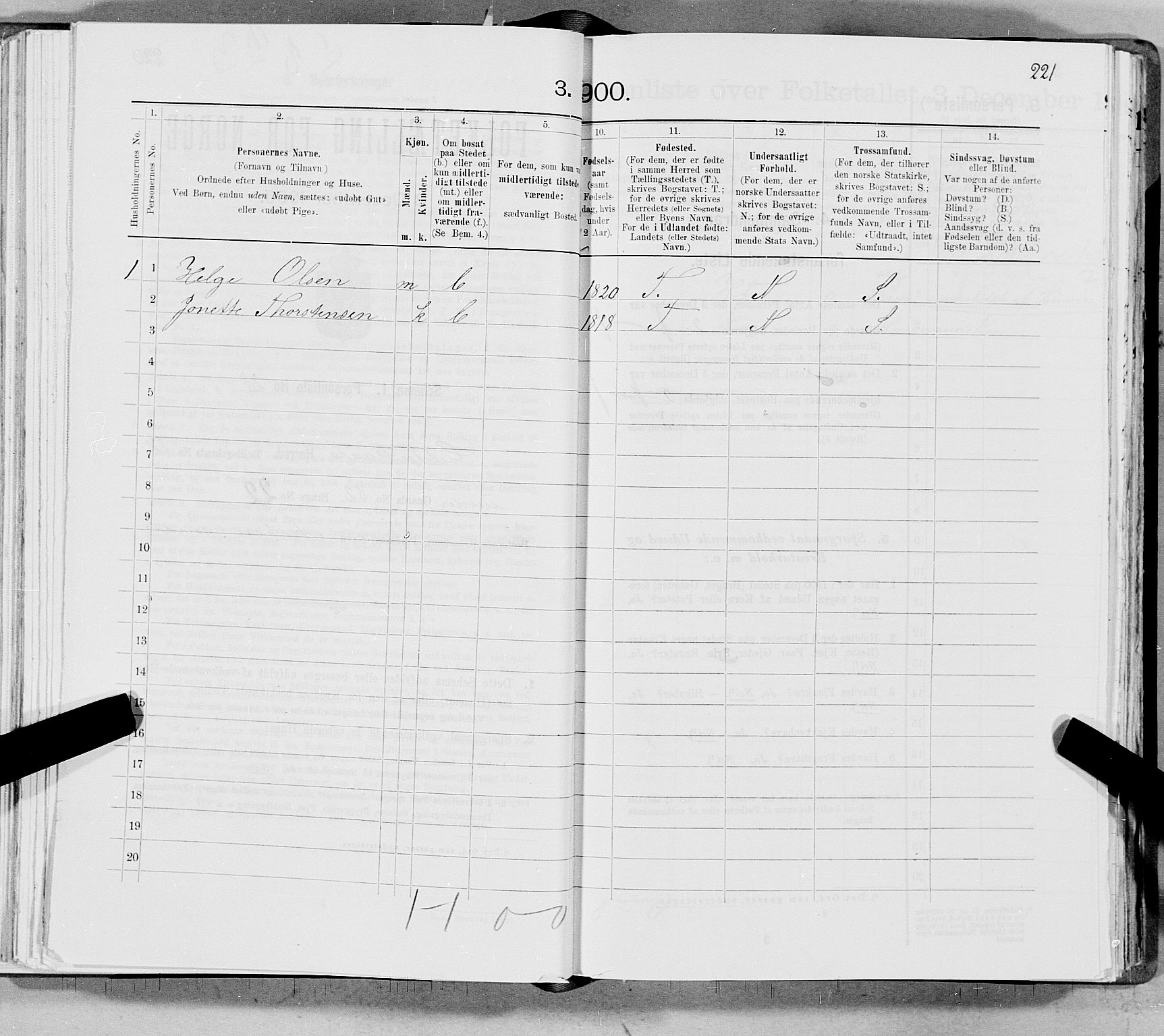 SAT, 1900 census for Gildeskål, 1900, p. 1730