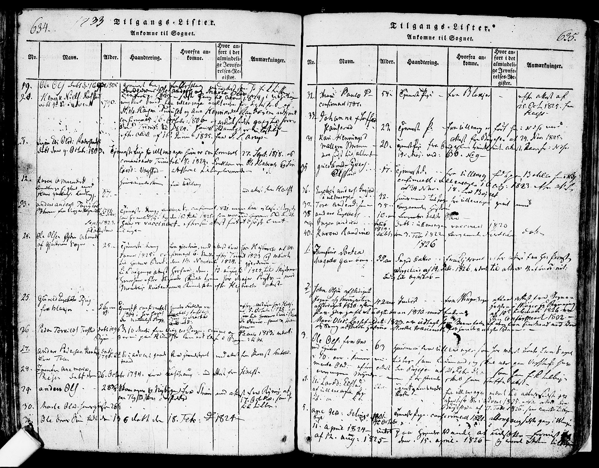 Nes prestekontor Kirkebøker, SAO/A-10410/F/Fa/L0005: Parish register (official) no. I 5, 1815-1835, p. 634-635