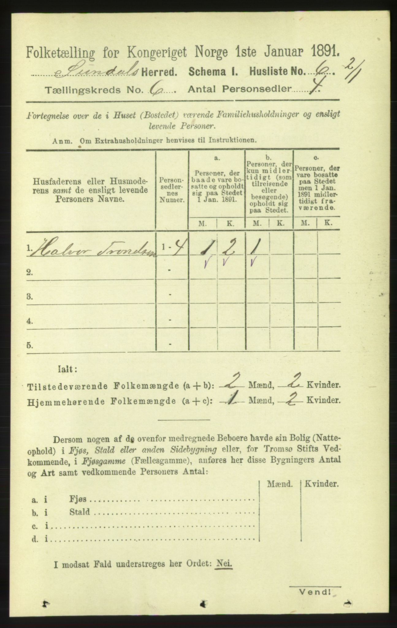 RA, 1891 census for 1563 Sunndal, 1891, p. 1556