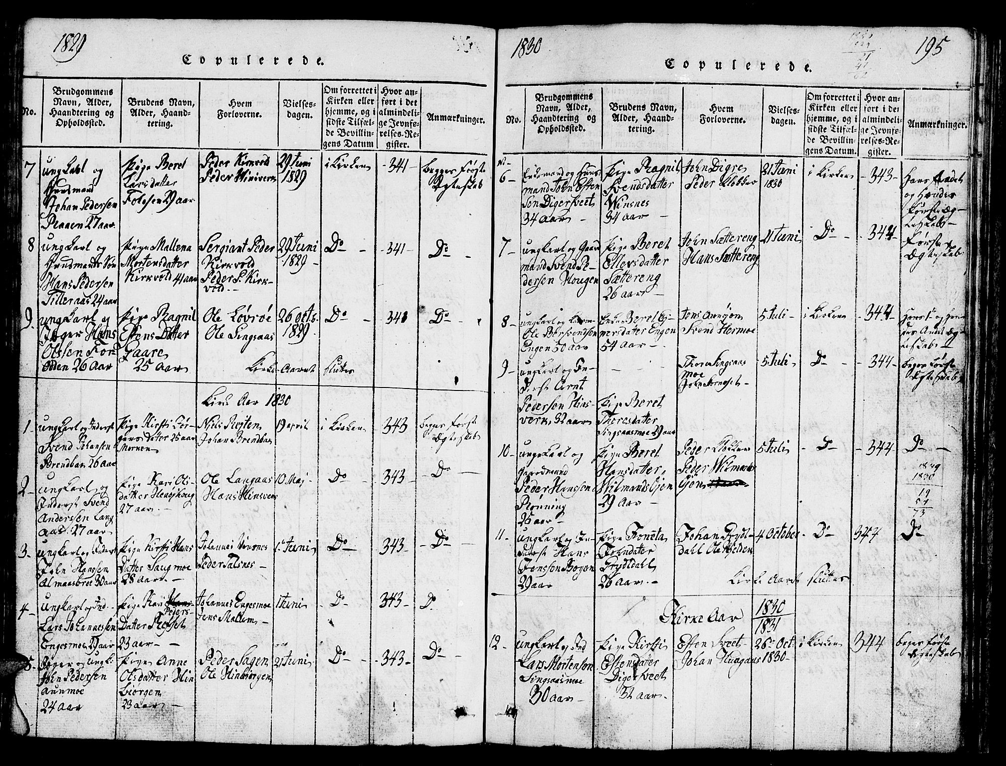 Ministerialprotokoller, klokkerbøker og fødselsregistre - Sør-Trøndelag, SAT/A-1456/688/L1026: Parish register (copy) no. 688C01, 1817-1860, p. 195