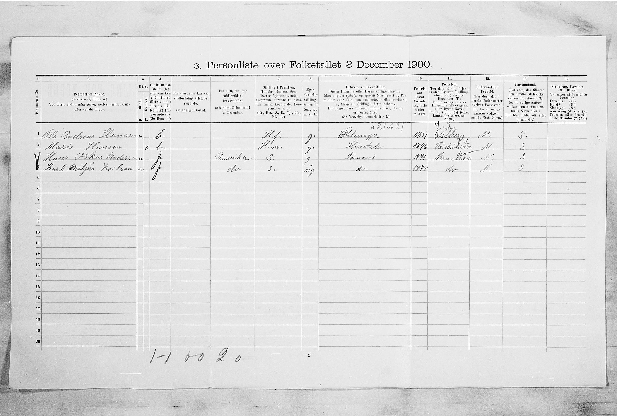 RA, 1900 census for Larvik, 1900, p. 2179