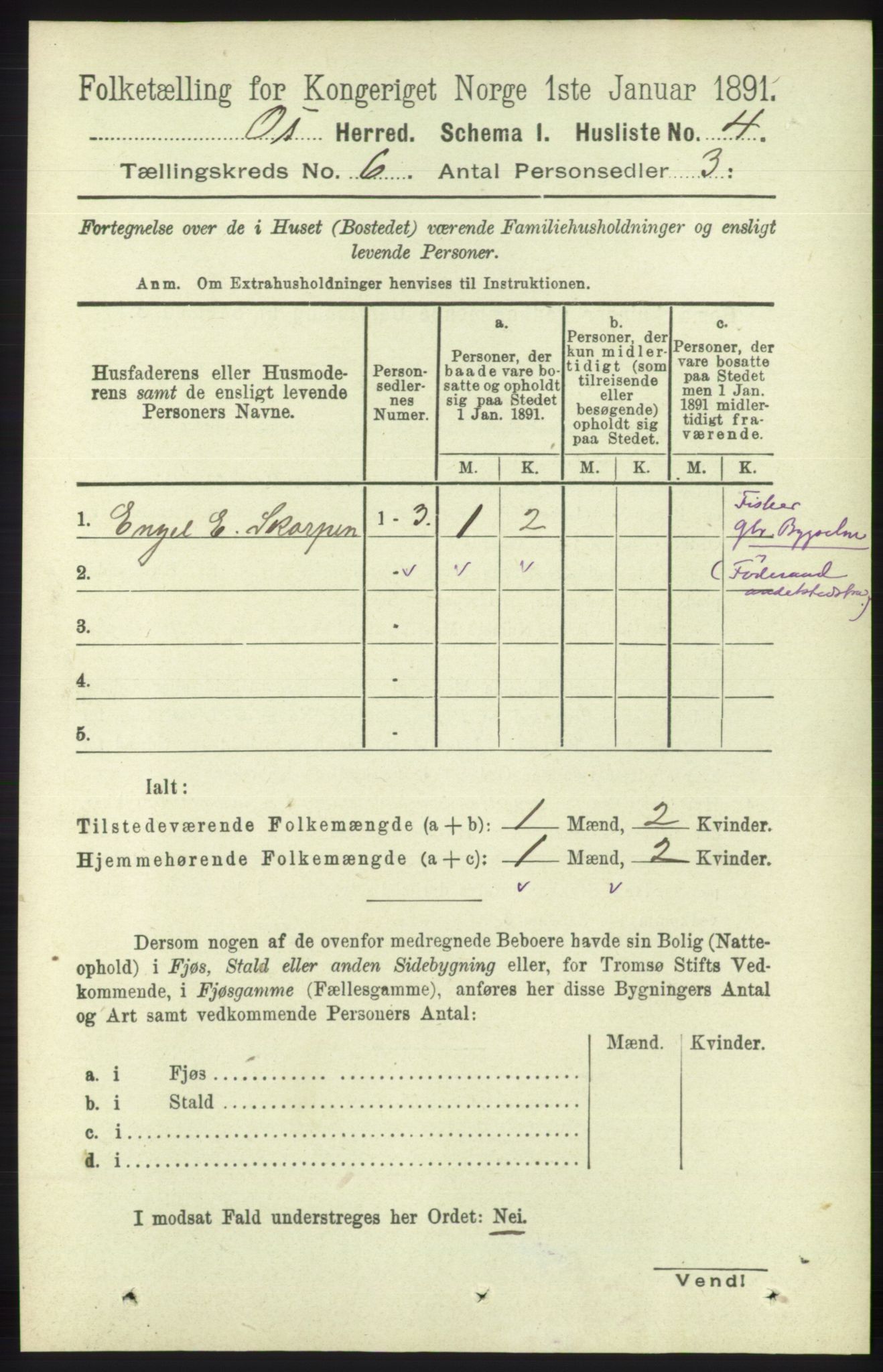 RA, 1891 census for 1243 Os, 1891, p. 1408