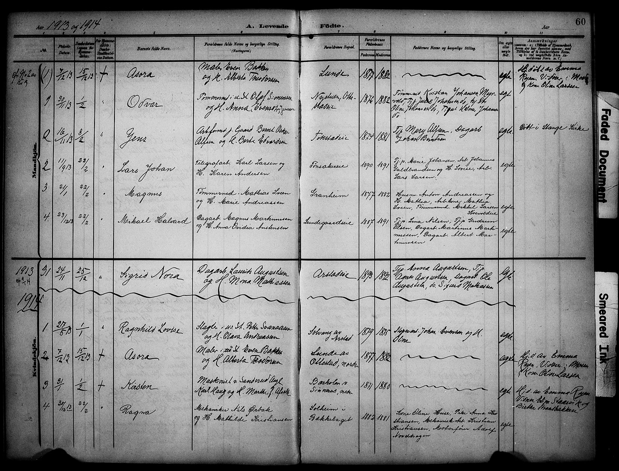 Stange prestekontor, SAH/PREST-002/K/L0022: Parish register (official) no. 22, 1903-1914, p. 60