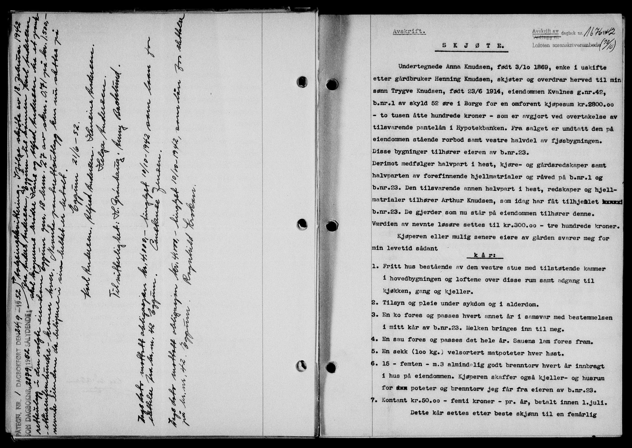 Lofoten sorenskriveri, SAT/A-0017/1/2/2C/L0010a: Mortgage book no. 10a, 1942-1943, Diary no: : 1676/1942