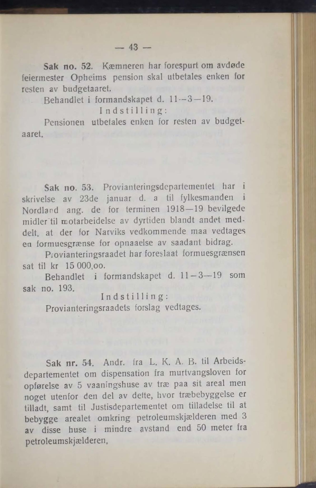 Narvik kommune. Formannskap , AIN/K-18050.150/A/Ab/L0009: Møtebok, 1919