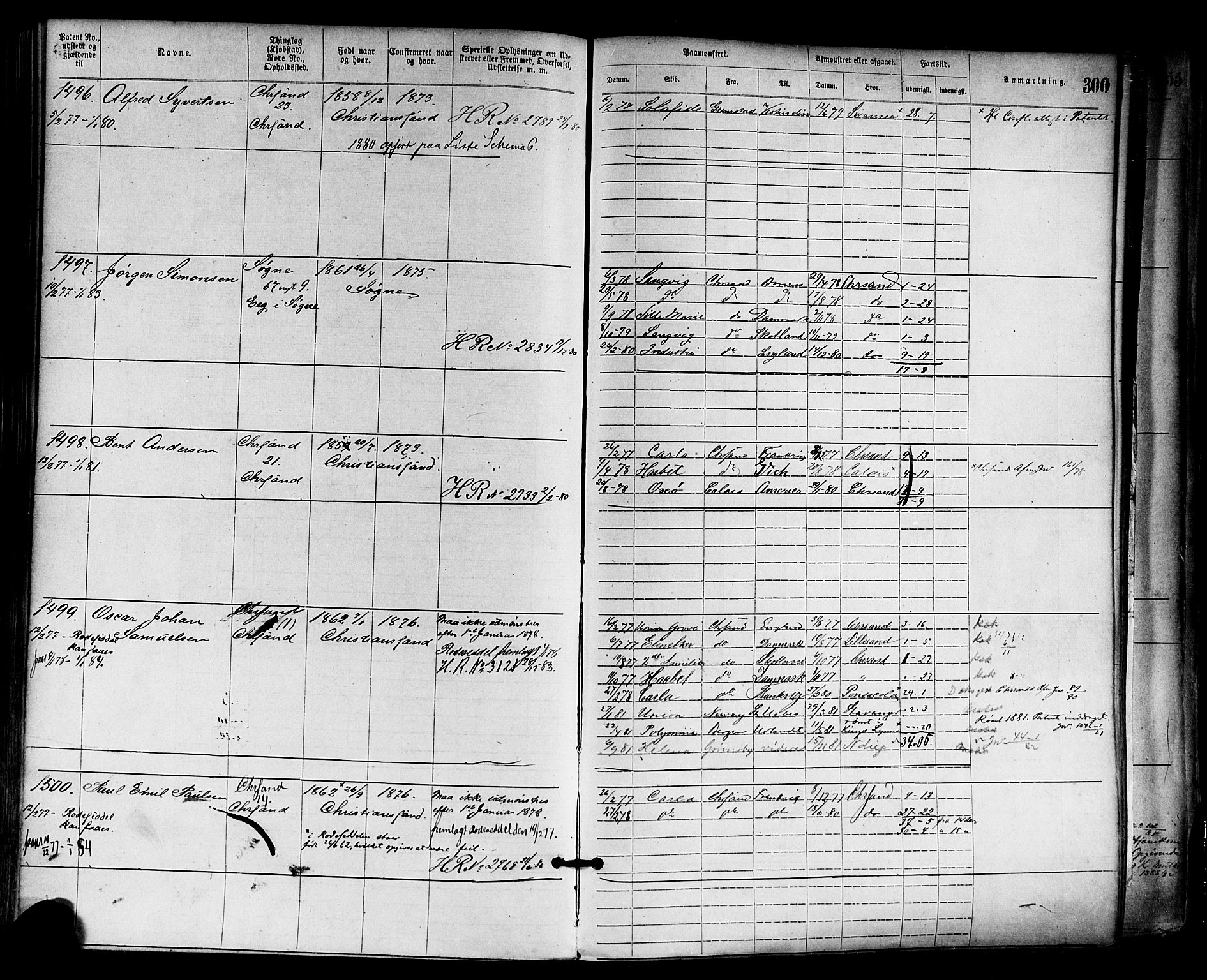 Kristiansand mønstringskrets, AV/SAK-2031-0015/F/Fa/L0005: Annotasjonsrulle nr 1-1920 med register, I-3, 1870-1880, p. 353
